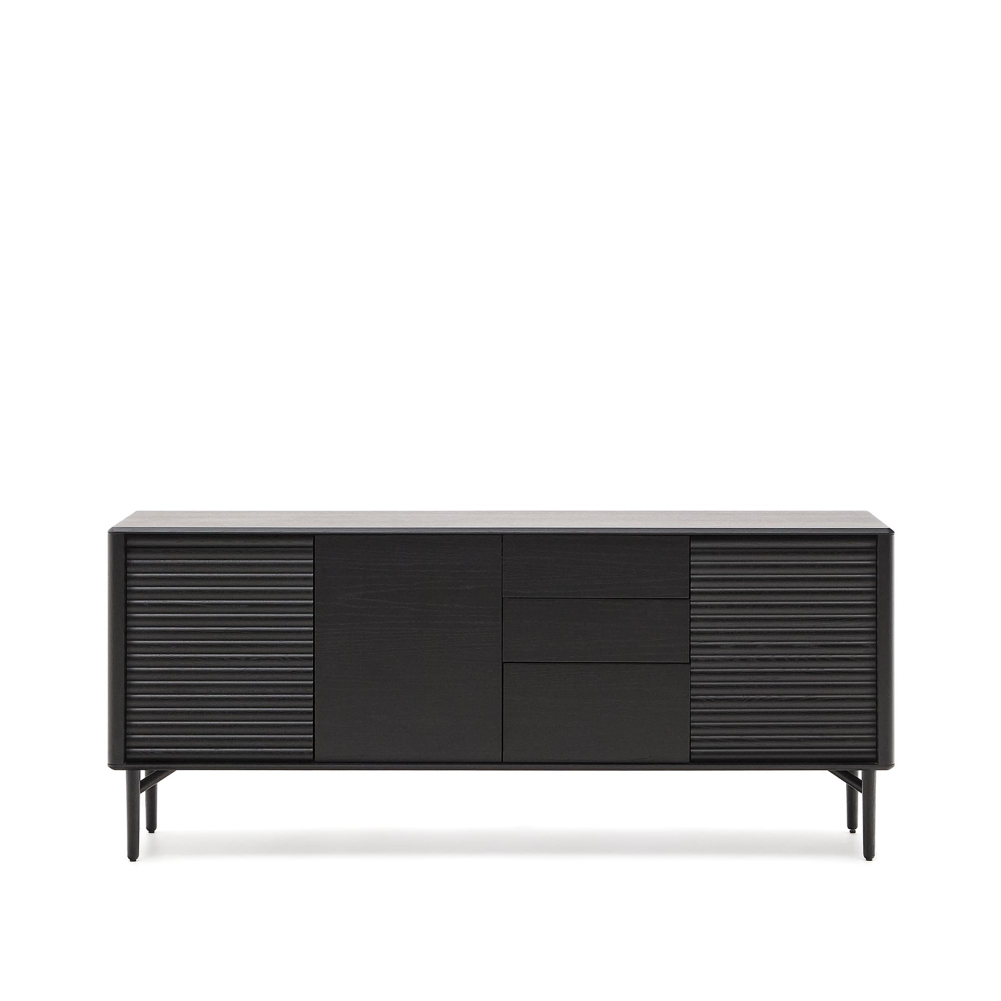 KAVE HOME Lenon skänk 3 dörrar och 3 lådor massivt trä och svart ekfaner 200x86cm FSC Mix Cre