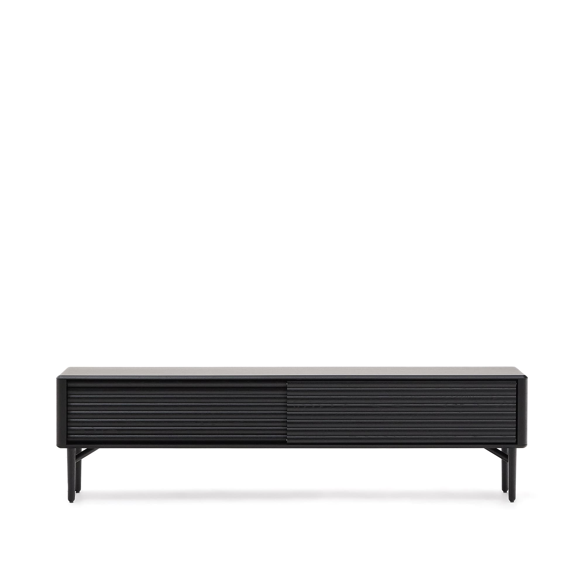 KAVE HOME Lenon TV-skåp, 2 dörrar i massivt trä och svart ekfaner 200x57 cm FSC Mix Credit