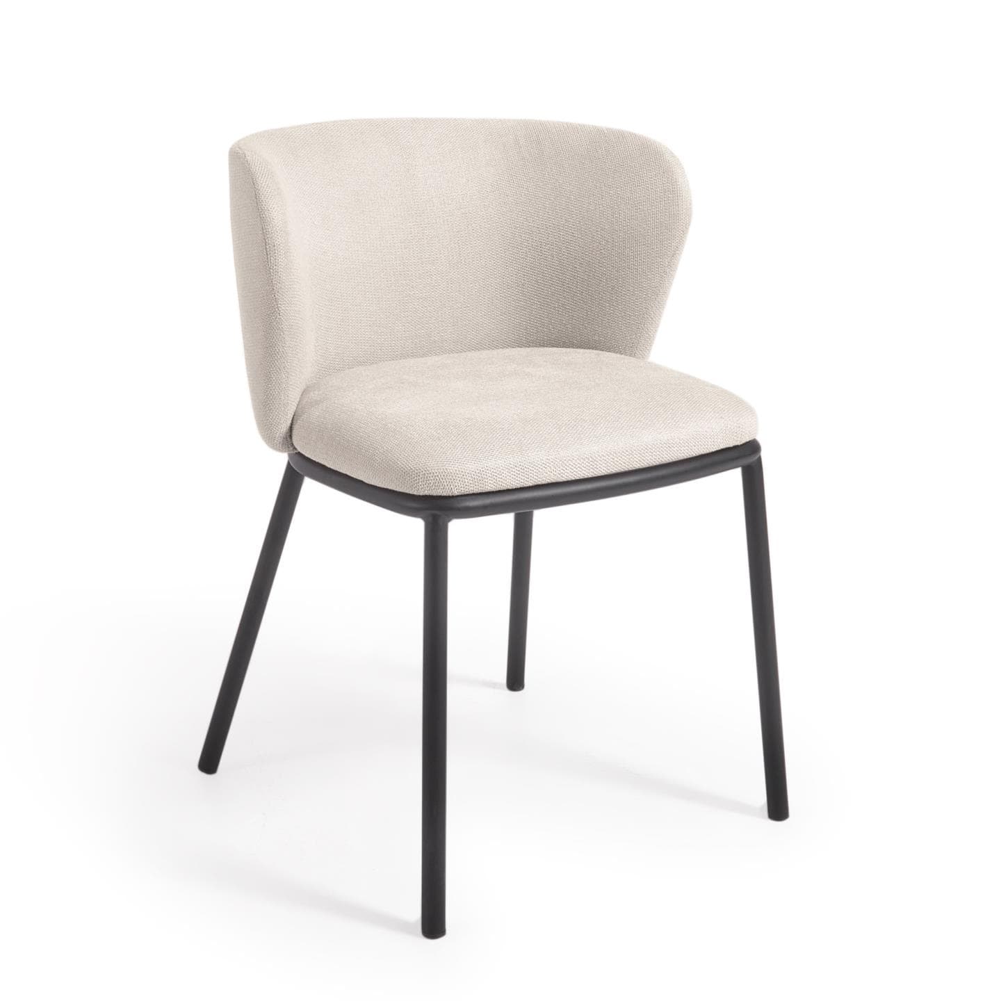 KAVE HOME Ciselia matstol - beige chenilletyg och svart stål