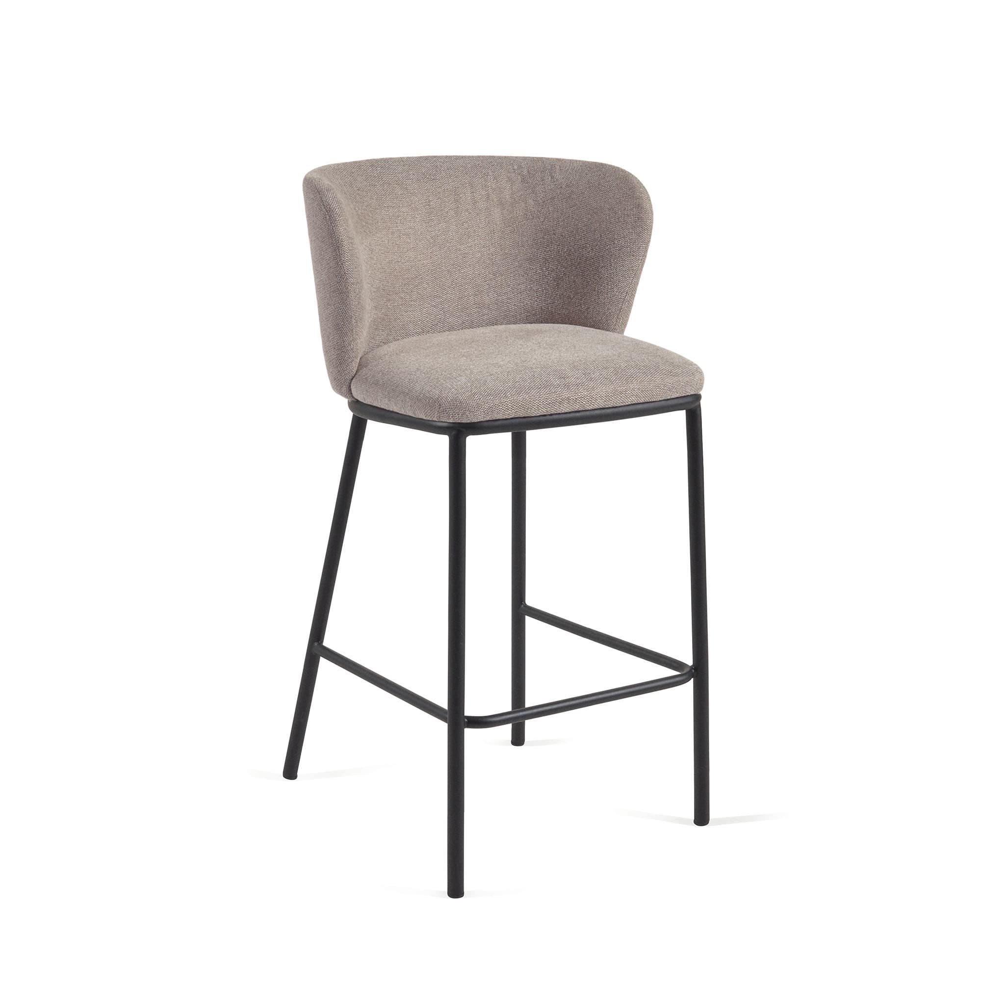 KAVE HOME Ciselia pall i brun chenille med stålben i svart, höjd 65 cm FSC Mix Credit