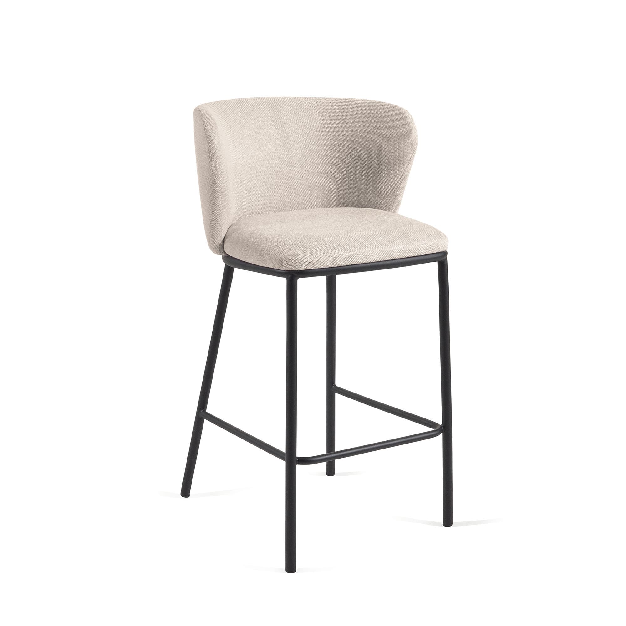 KAVE HOME Ciselia pall i beige chenille med stålben i svart, höjd 65 cm FSC Mix Credit
