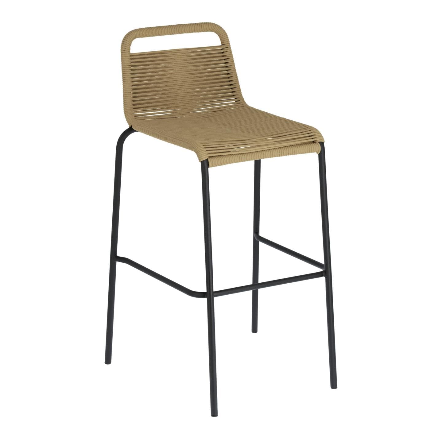 KAVE HOME Beige Glenville Barstol för Trädgården, med Ryggstöd och Fotstöd - Stål (100 cm)