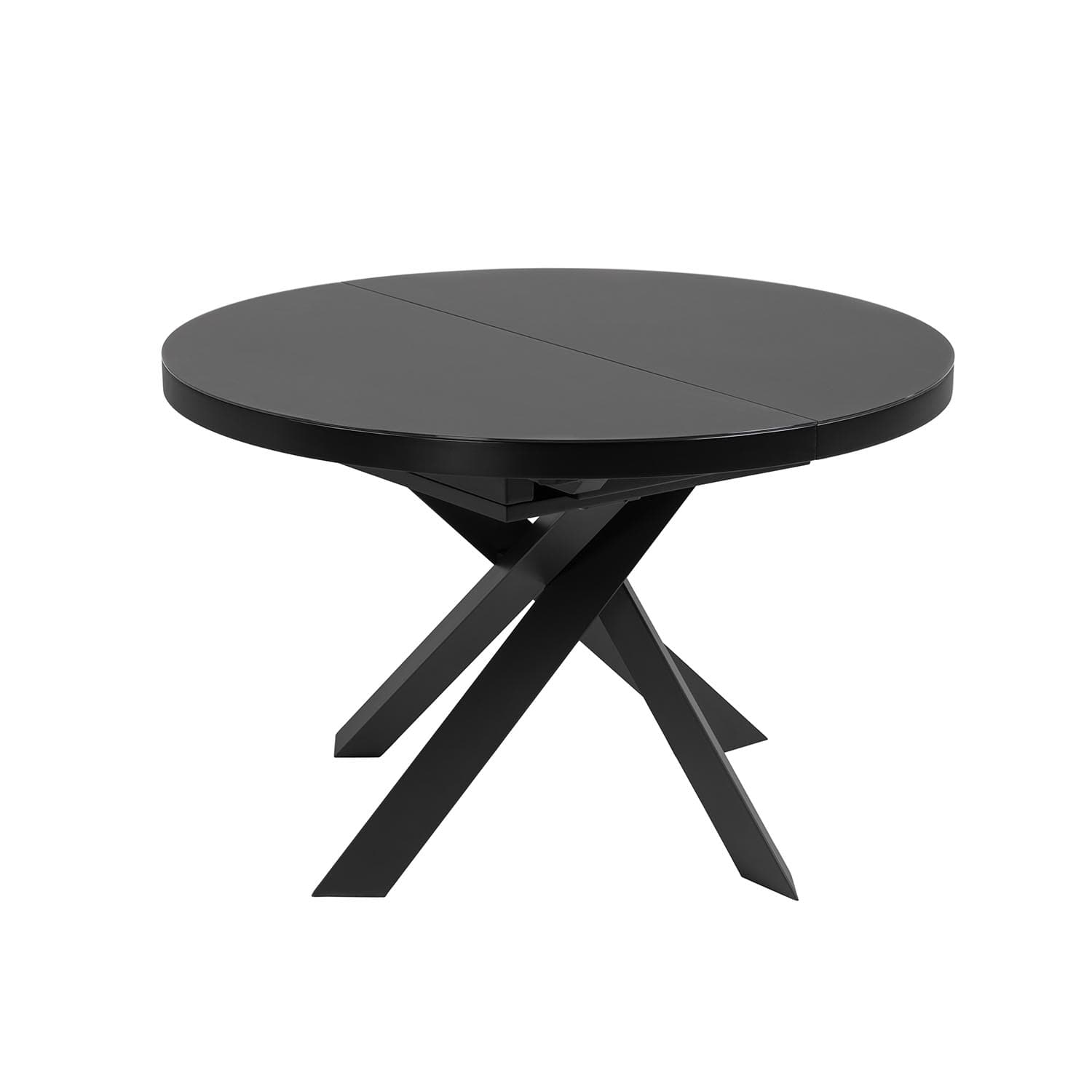 KAVE HOME Vashti Matbord, med Fjärilsbordsskiva - Klarglas och Svart Stål (Ø 120 cm)