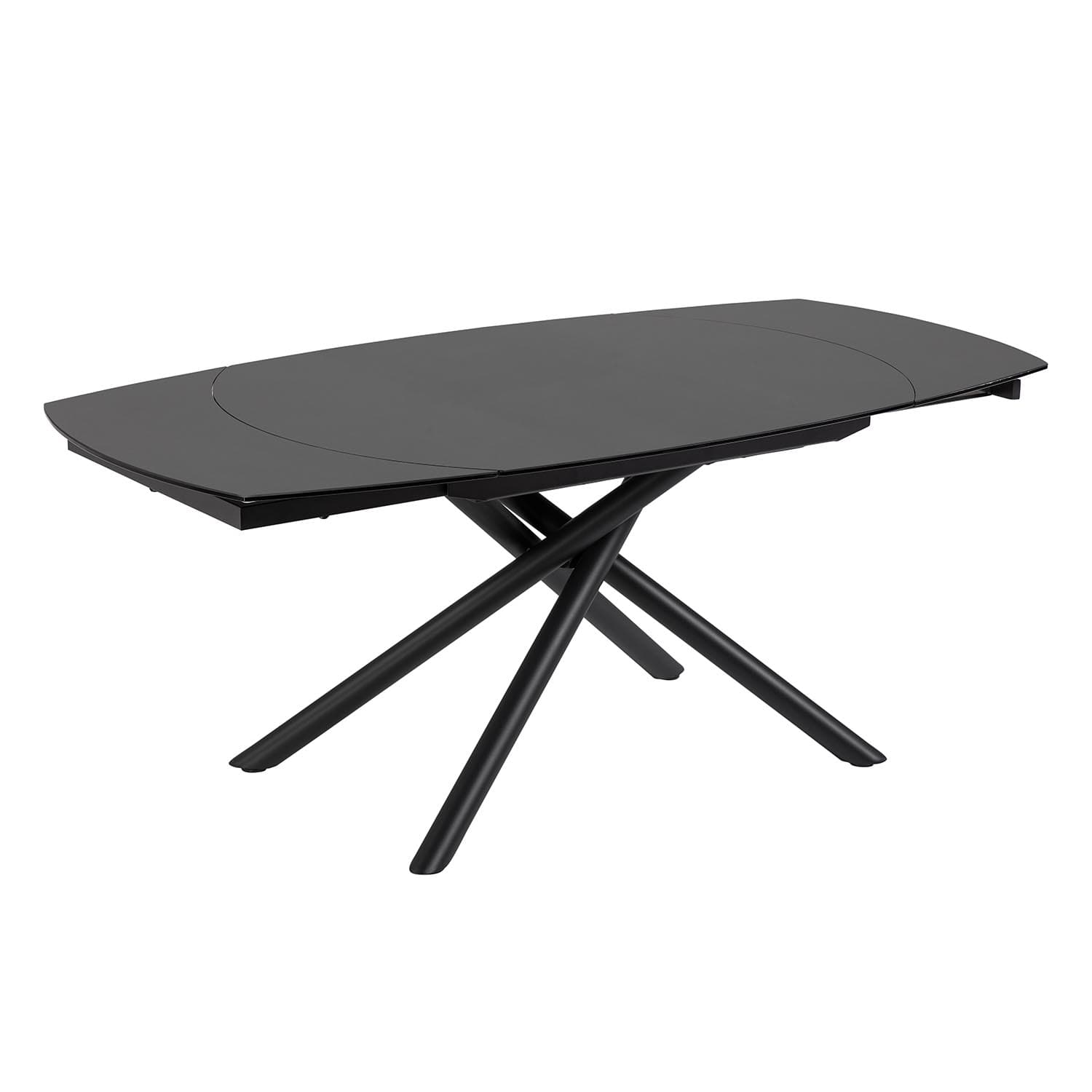 KAVE HOME Yodalia Matbord, med Utdragsfunktion - Glas, Svart Porslin och Stål (130 (190 cm) x 100 cm)