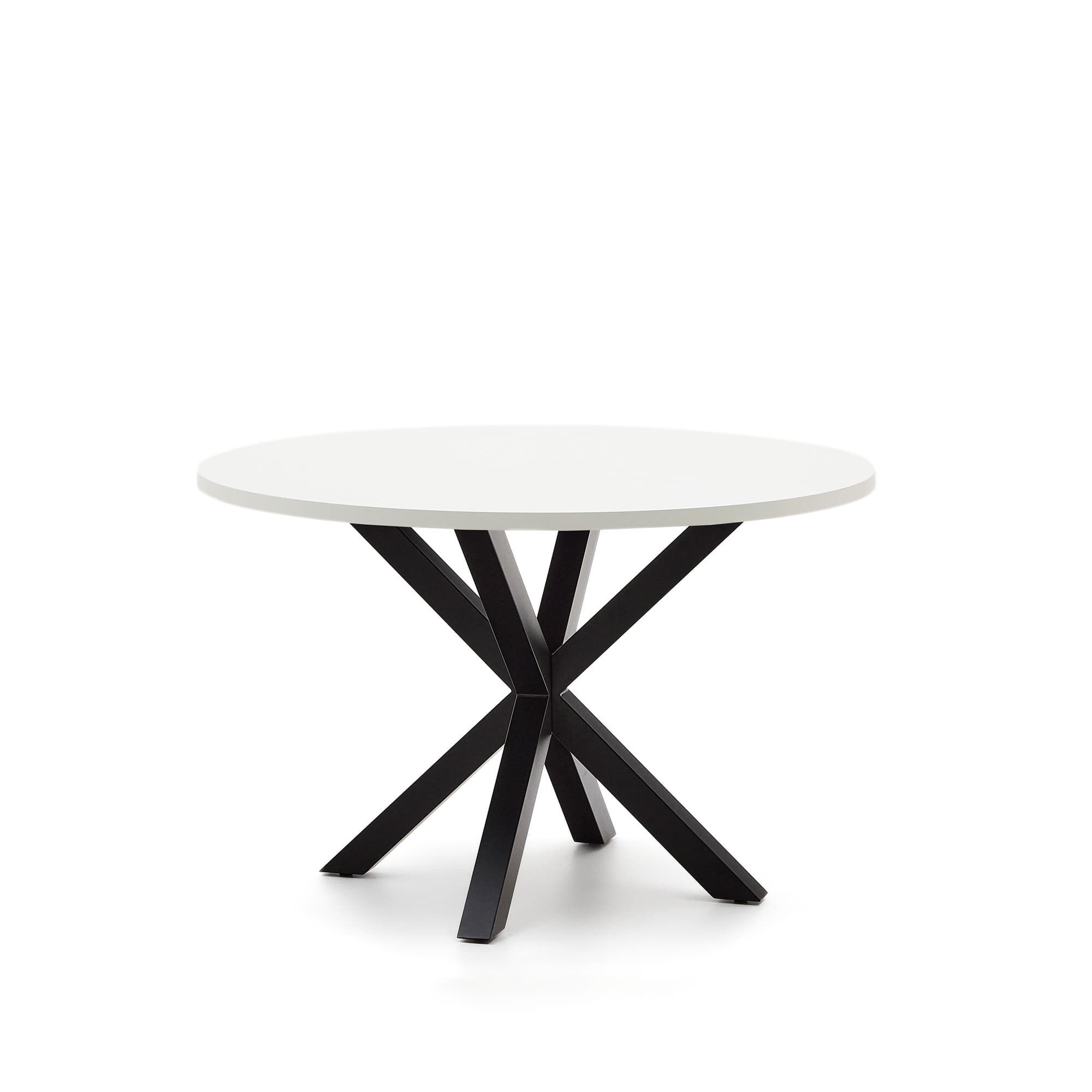 KAVE HOME Argo runt bord i vit melamin och stålben med svart finish Ø120 cm