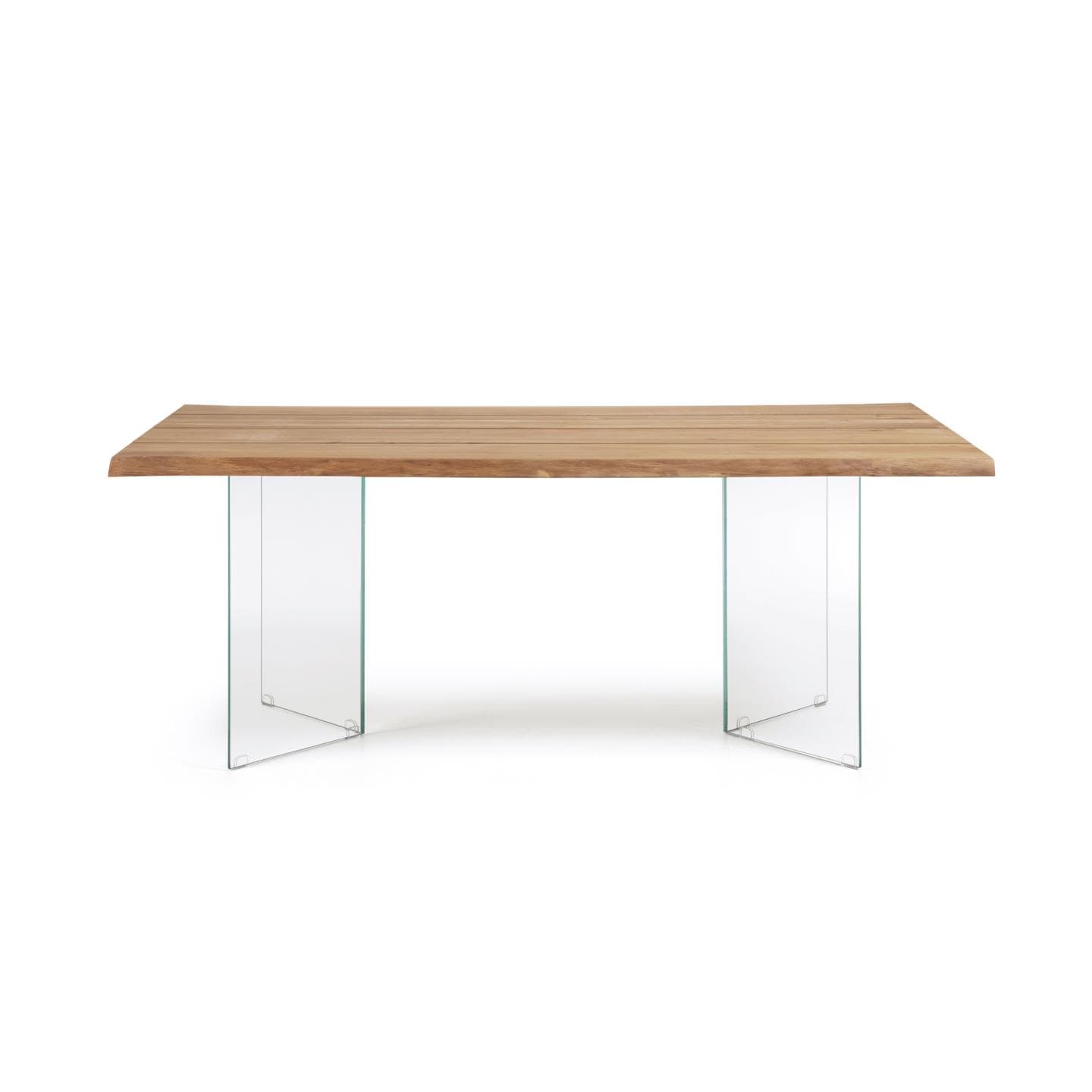 KAVE HOME Lotty matbord, rektangulärt - naturlig ekfaner och klart glas (180x100)