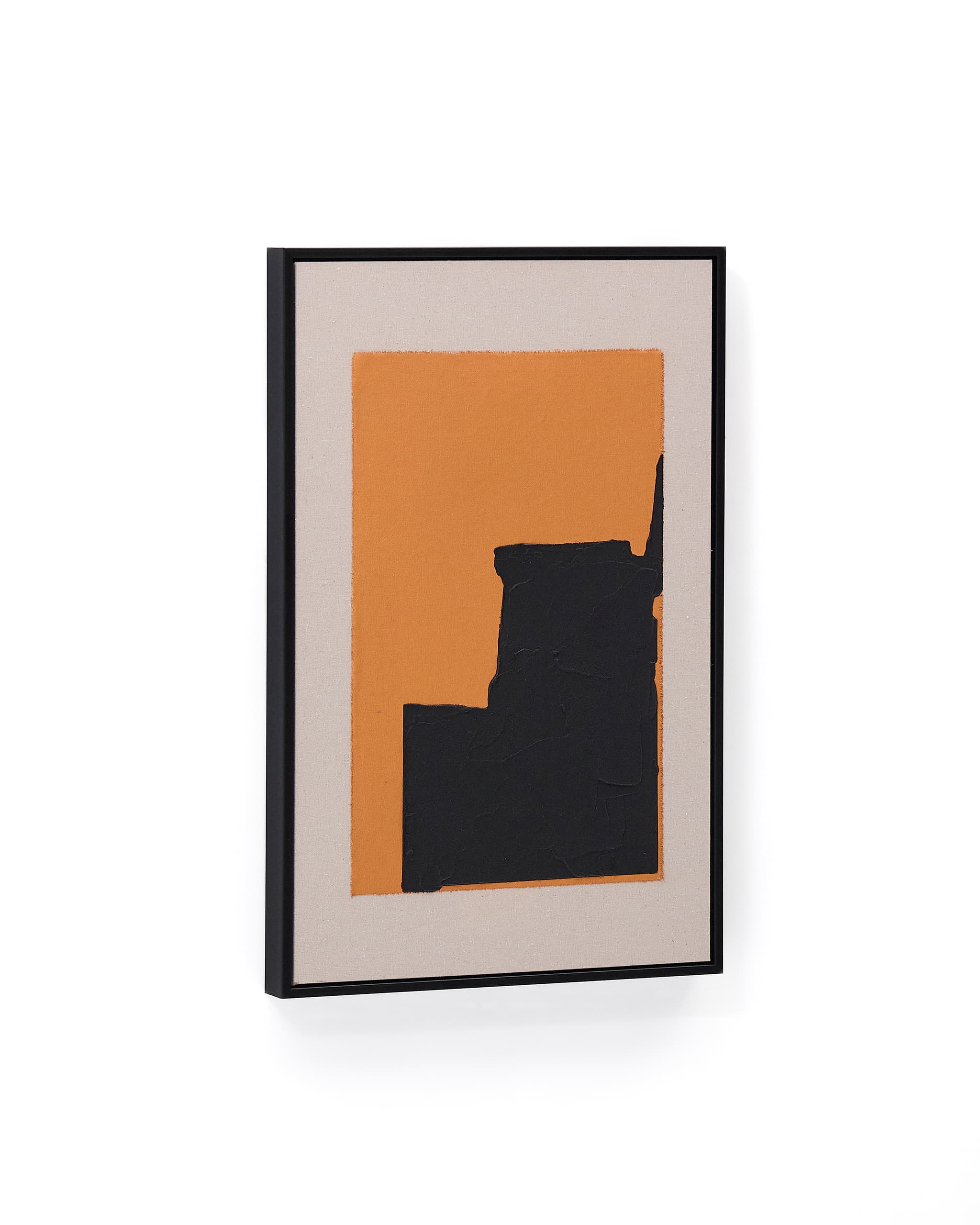 KAVE HOME Zernu handmålad orange och svart abstrakt tavla i linnefärg 42 x 65 cm