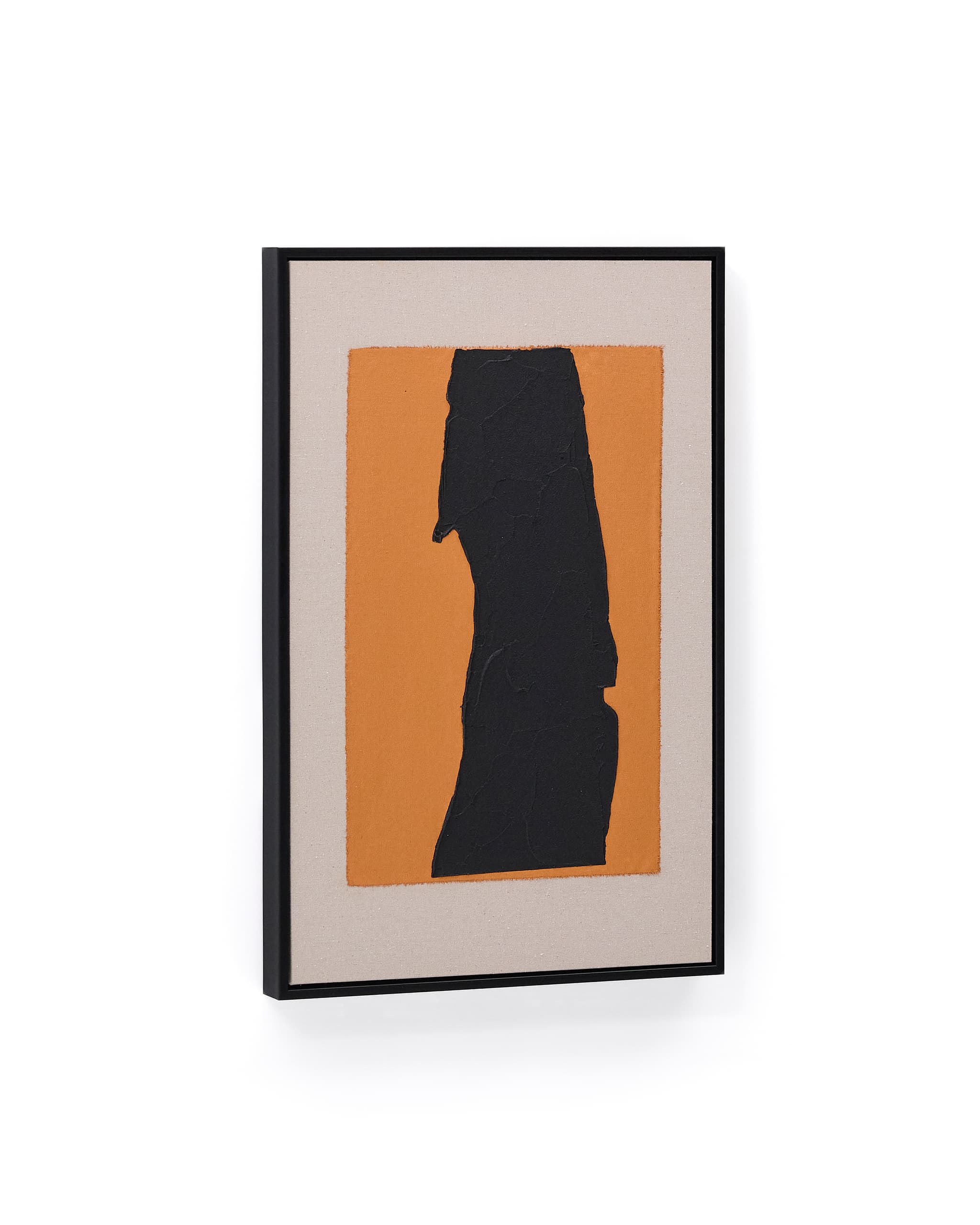 KAVE HOME Zernu handmålad orange och svart med abstrakt linnemotiv 42 x 65 cm
