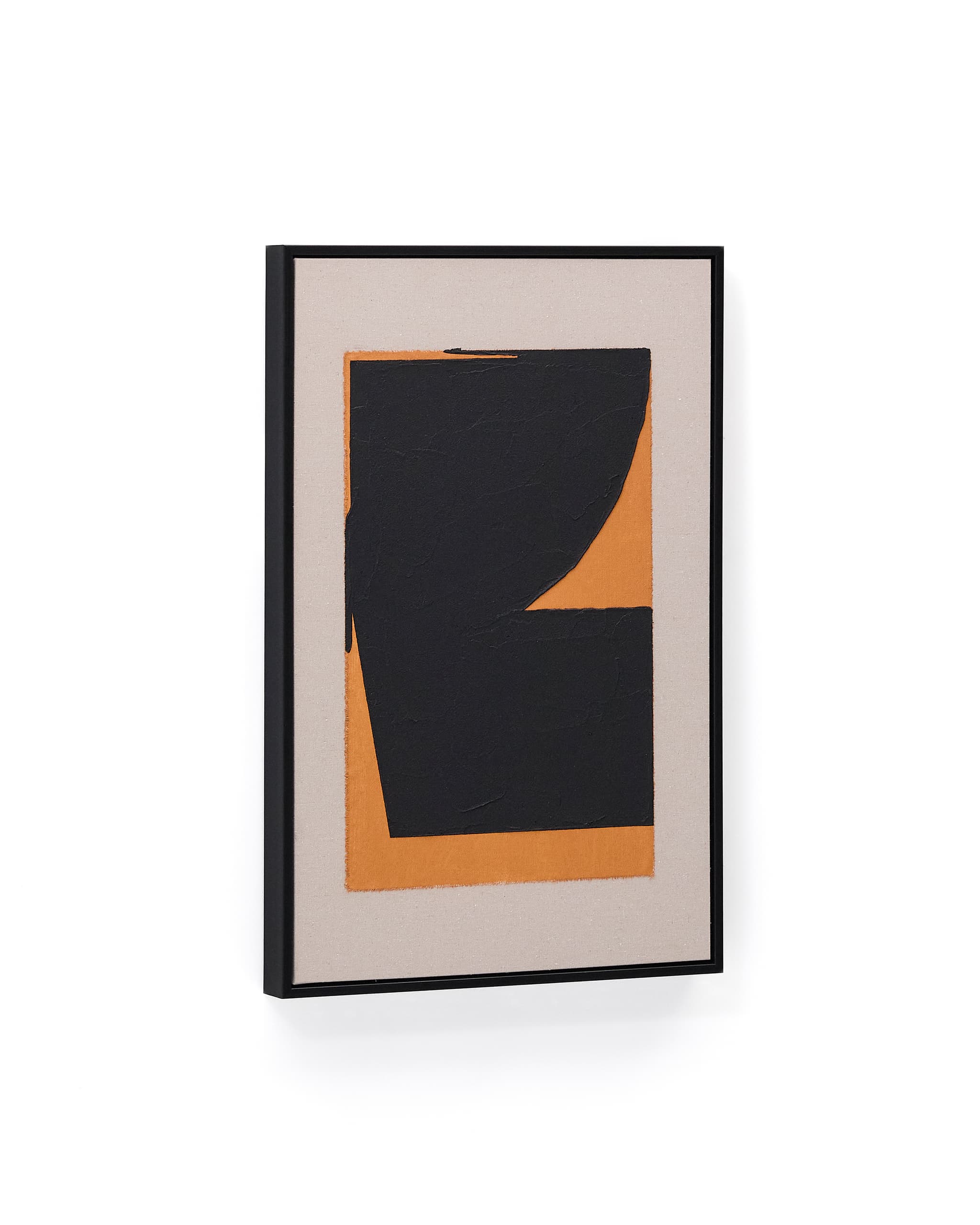 KAVE HOME Zernu handmålad abstrakt tavla i orange och svart linnefärg 42 x 65 cm