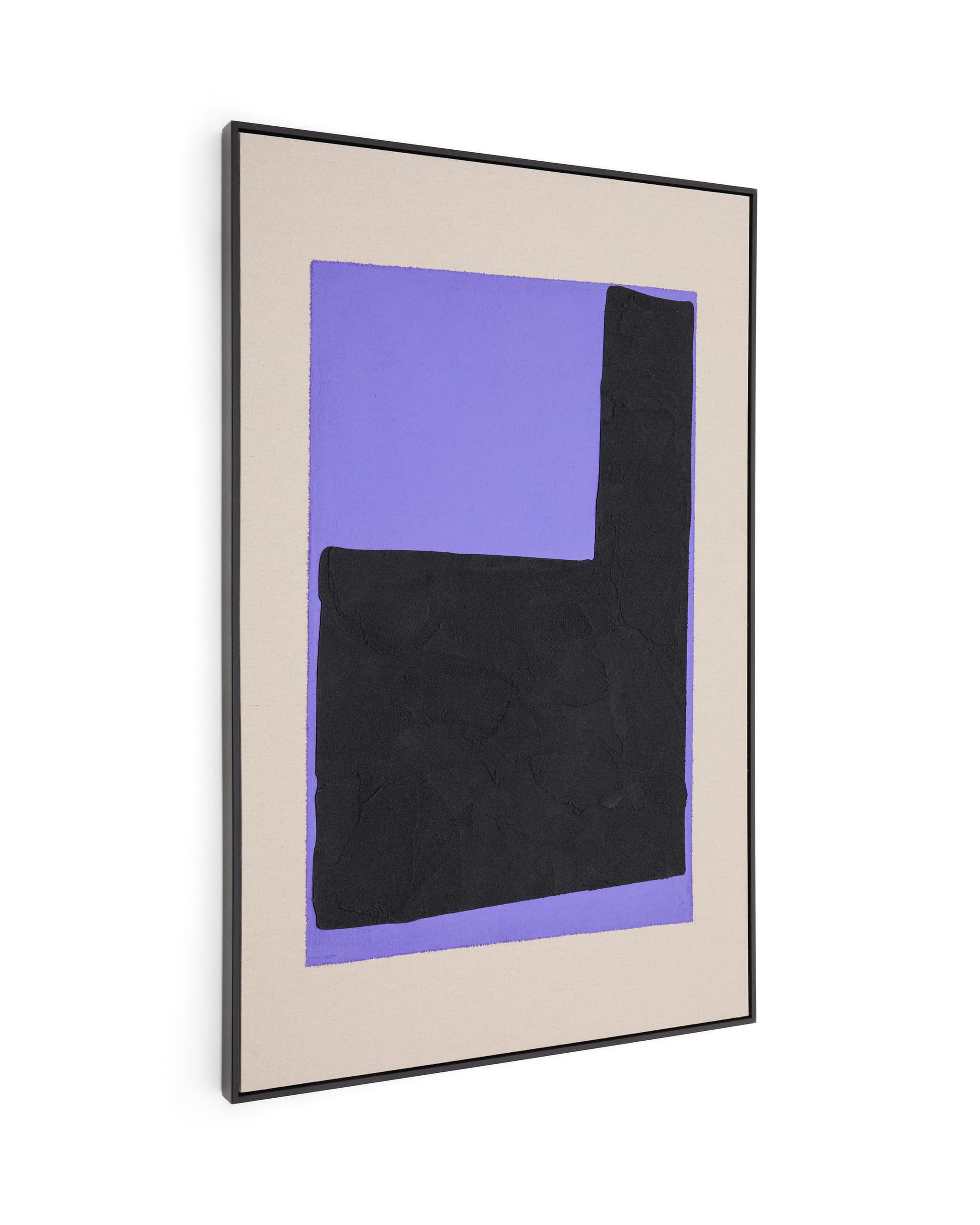 KAVE HOME Zernu handmålad abstrakt tavla i blått och svart linnetyg 120 x 77 cm