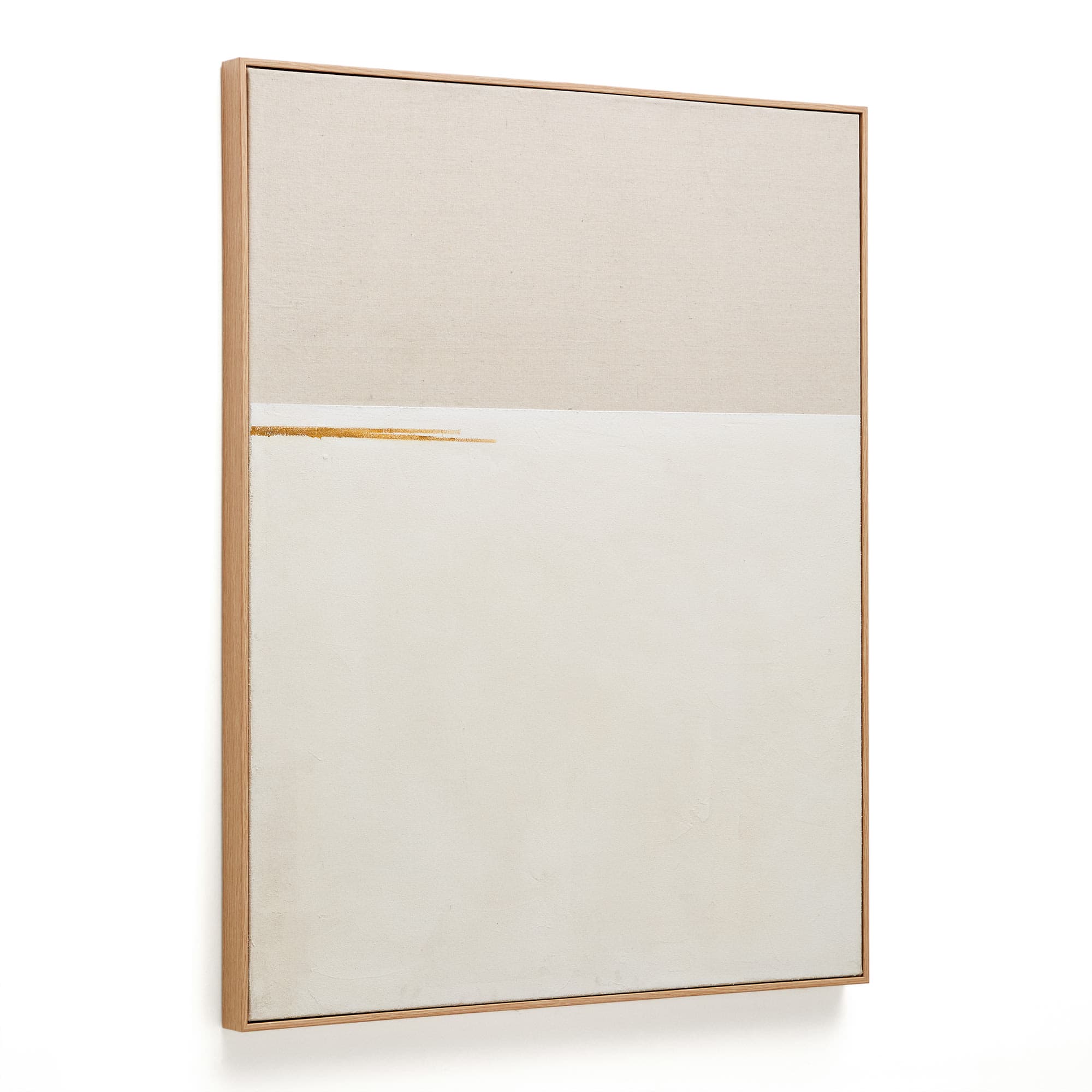 KAVE HOME Salin abstrakt målning med horisontell linne rand, rektangulär - heige canvas (80x100)