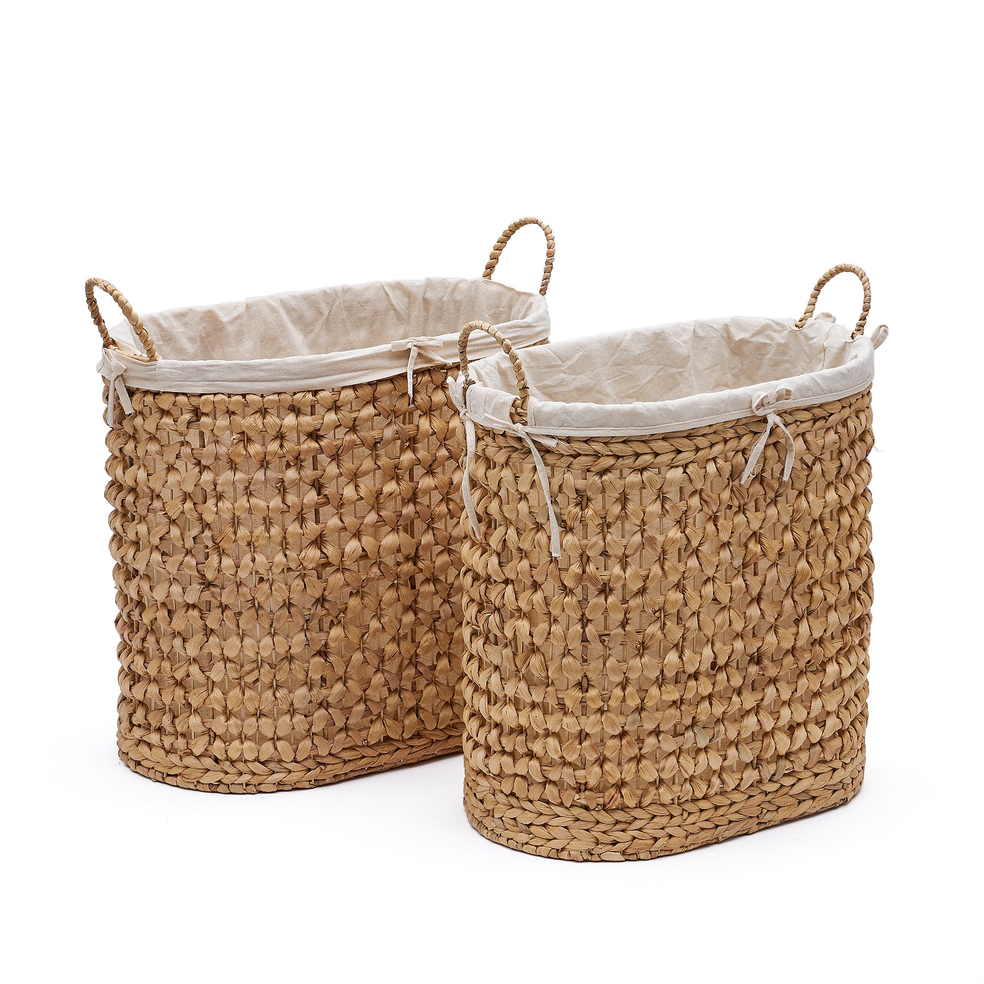 KAVE HOME Tressa tvättkorgar i naturfiber, set med 2, 50 cm / 60 cm