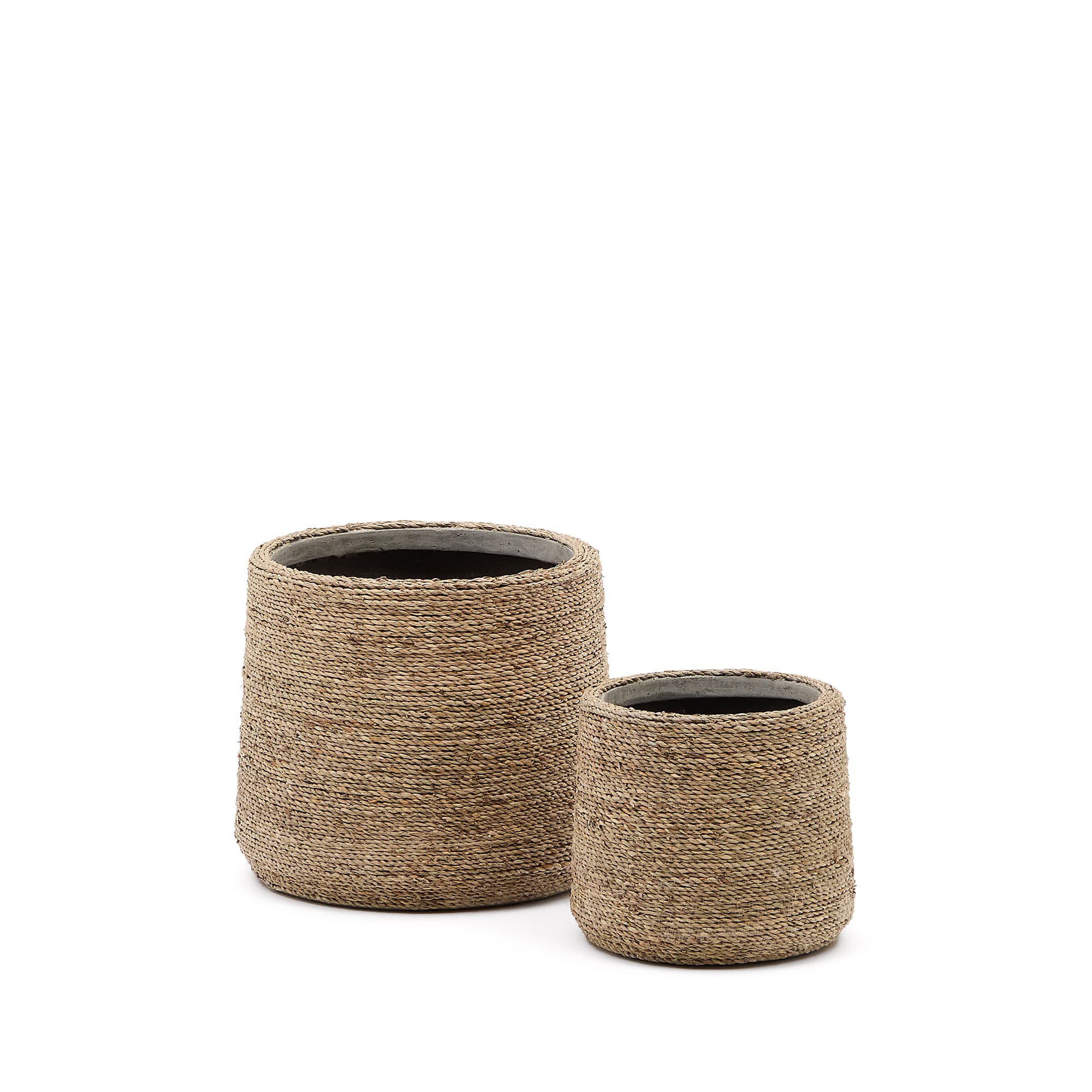KAVE HOME Sigal set med 2 cementkrukor i naturlig finish, Ø24 cm / 31 cm