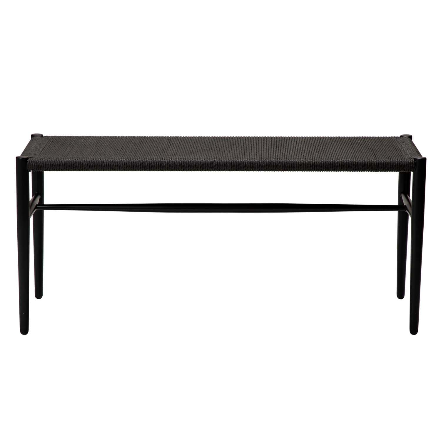 DAN-FORM Sava bänk, rektangulär - svart papperssnöre och svart stål (100x35)