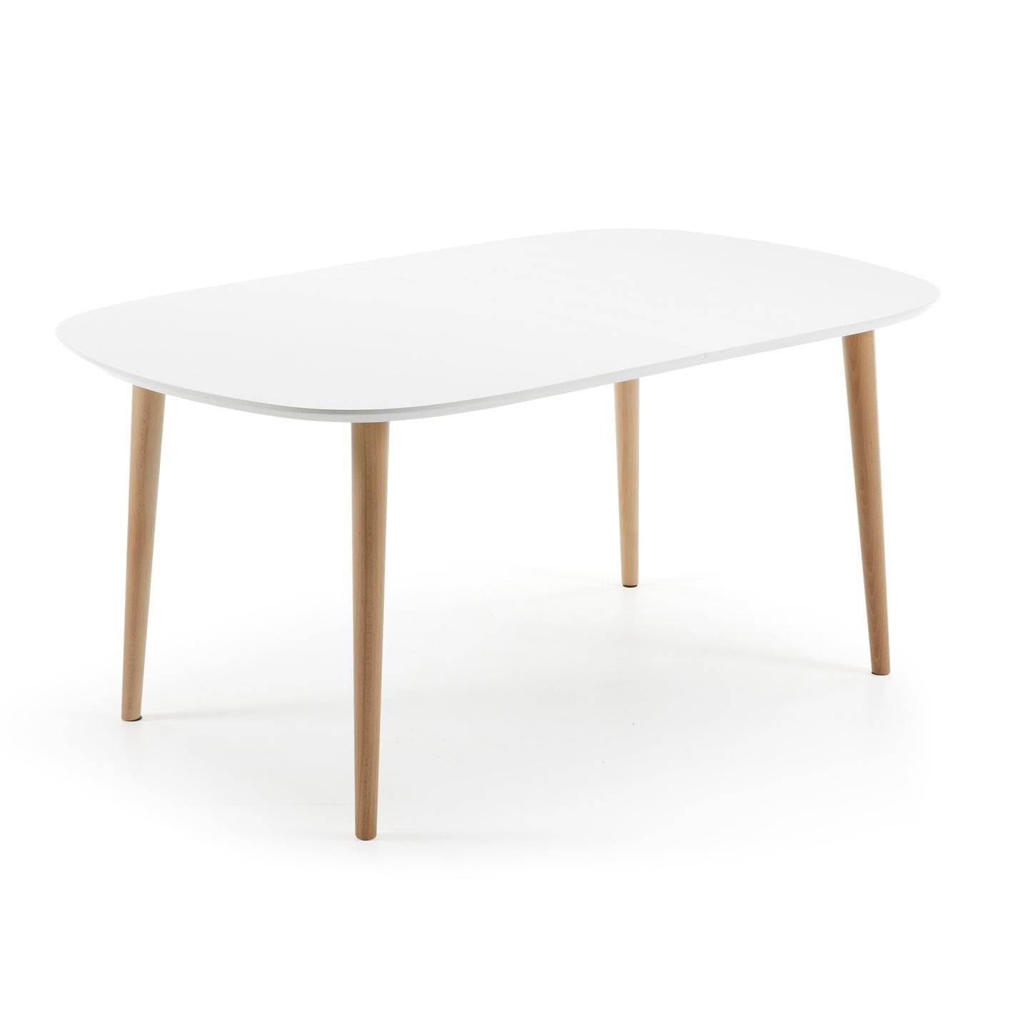 KAVE HOME Oqui matbord med tilläggsskivor, ovalt, vit MDF 160 (260) x 100 cm