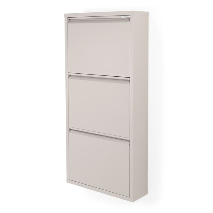 SPINDER DESIGN BILLY 3 skoskåp, w. 3 dörrar - silkeslent taupe stål