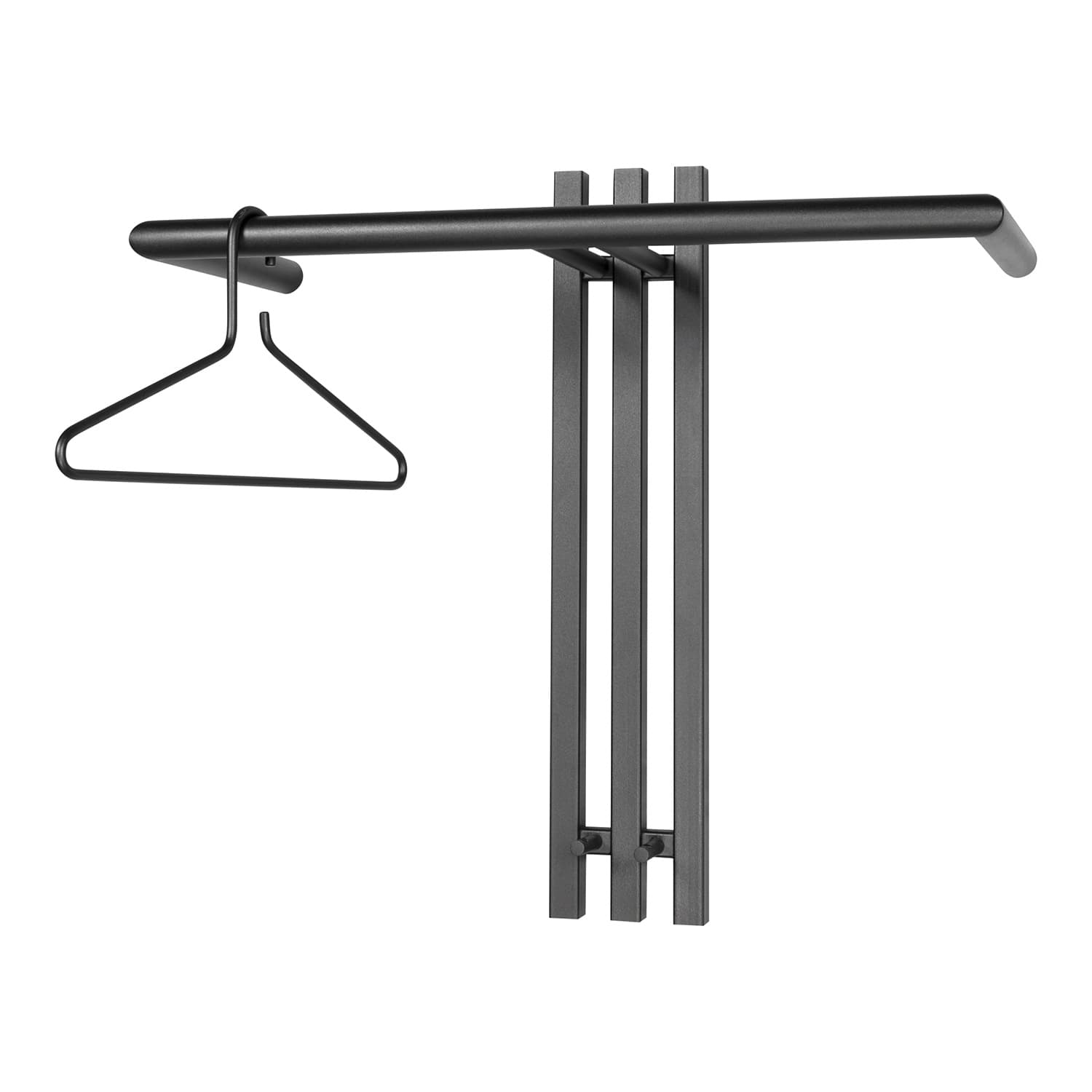 SPINDER DESIGN Senza klädhängare, med 2 krokar och klädstång - svart stål