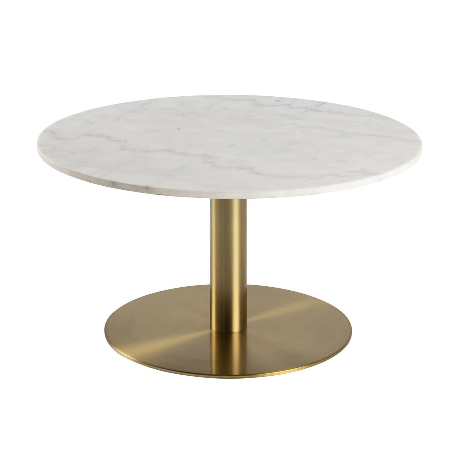 ACT NORDIC Corby Runt Soffbord - Vit Marmor och Metall med Mässing (Ø 80 cm)