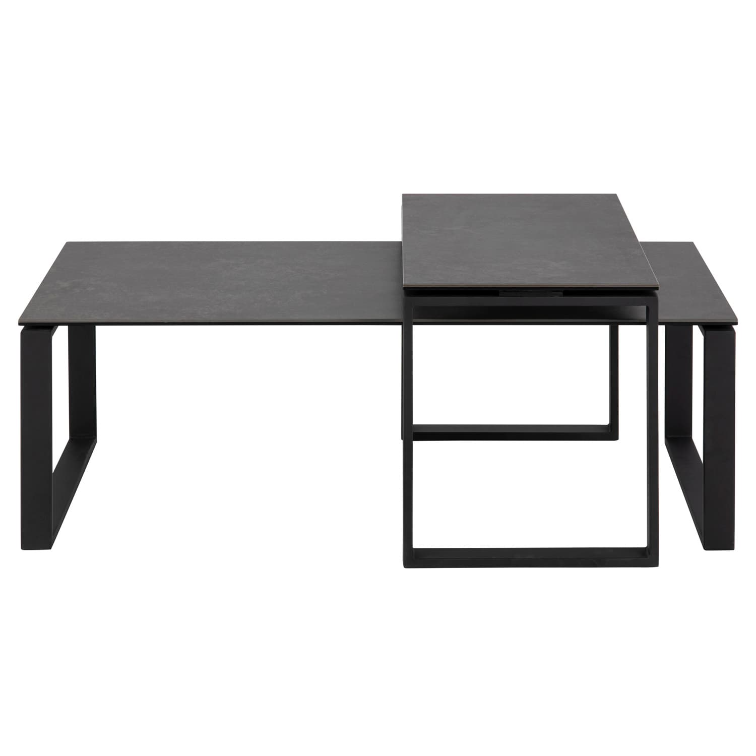 ACT NORDIC Katrine Soffbordsset - Svart Glas / Keramik och Svart Metall (115 x 69 cm)