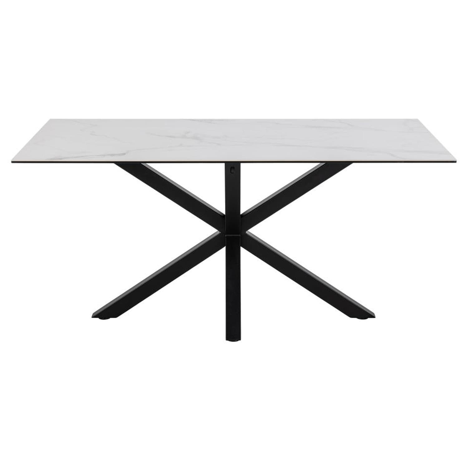 ACT NORDIC Heaven Matbord - Vitt Glas / Keramik och Svart Metall (160 x 90 cm)