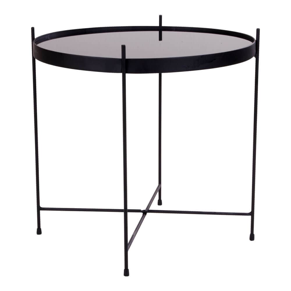 HOUSE NORDIC Venezia Hörnbord - Glasbänkskiva och Svart Stål, Runt (Ø 48 cm)