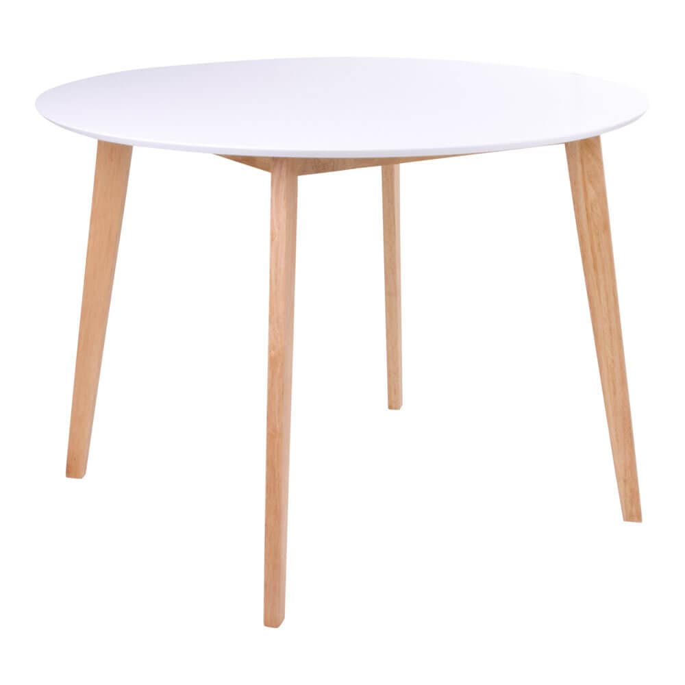 HOUSE NORDIC Vojens Matbord - Vitt Träplatta och Naturligt Trä, Runt (Ø 105 cm)