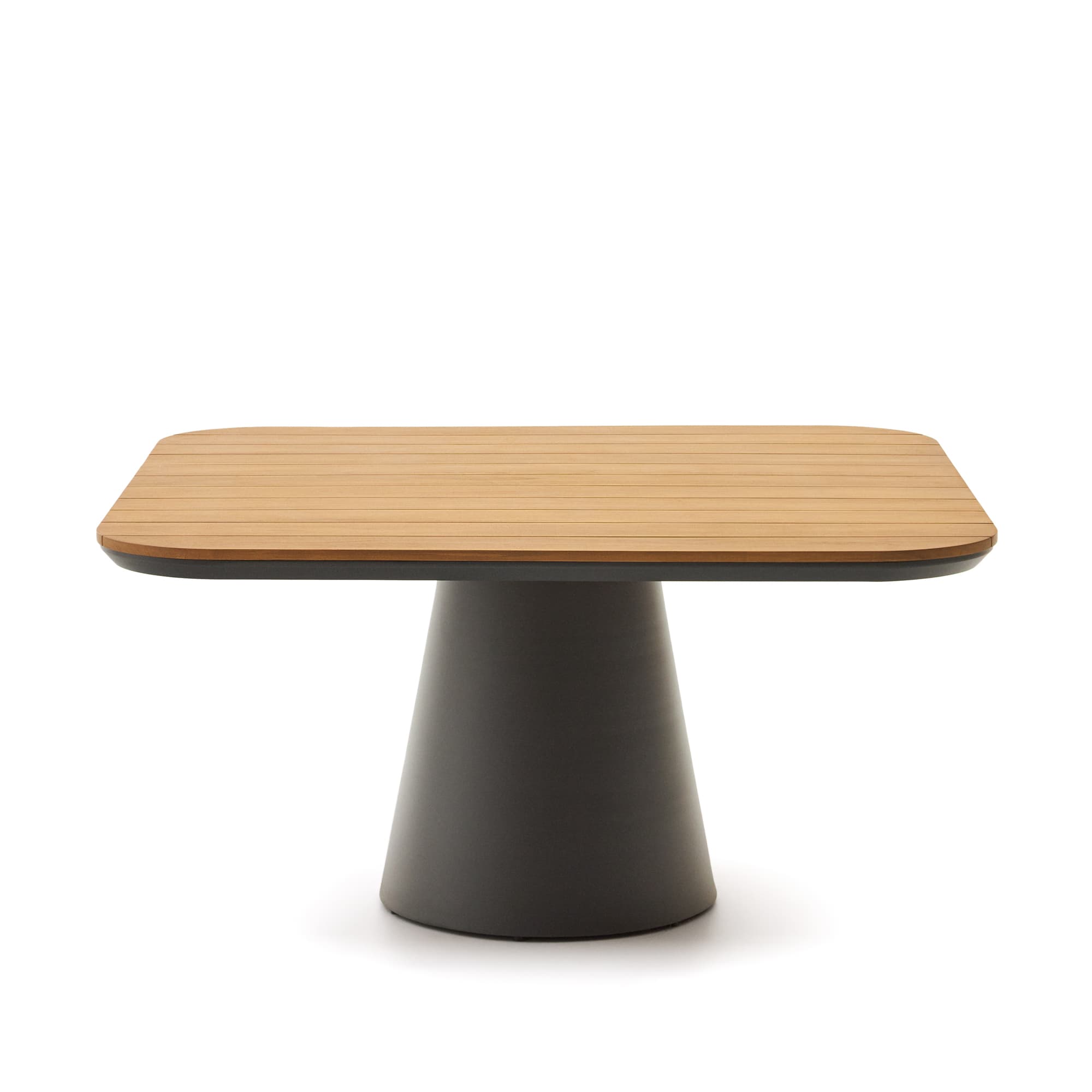 KAVE HOME Tudon utebord i aluminium med grå och teakfinish, 148 x 148 cm FSC 100%.