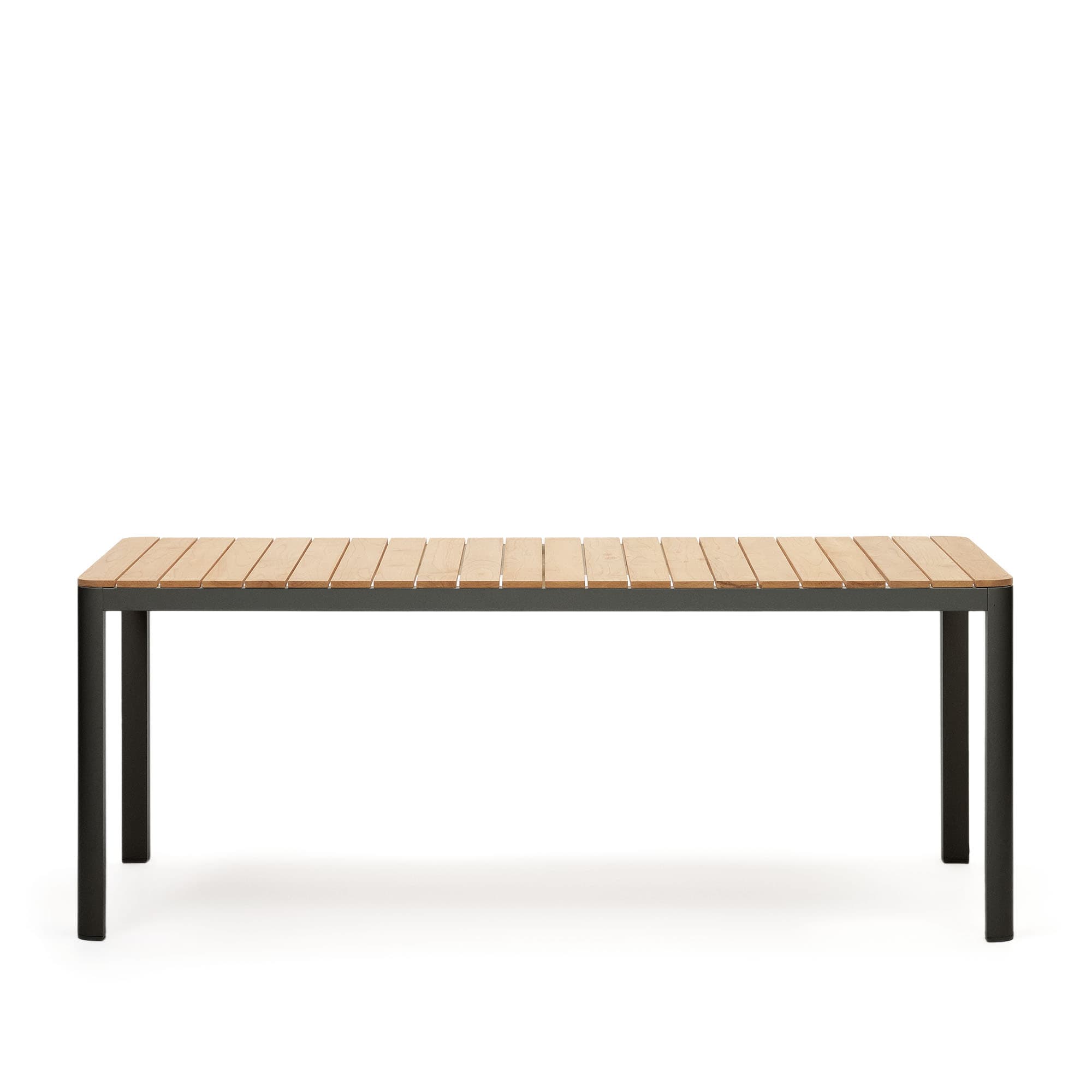 KAVE HOME Bona trädgårdsbord, rektangulärt - naturligt teak och svart aluminium (200x100)