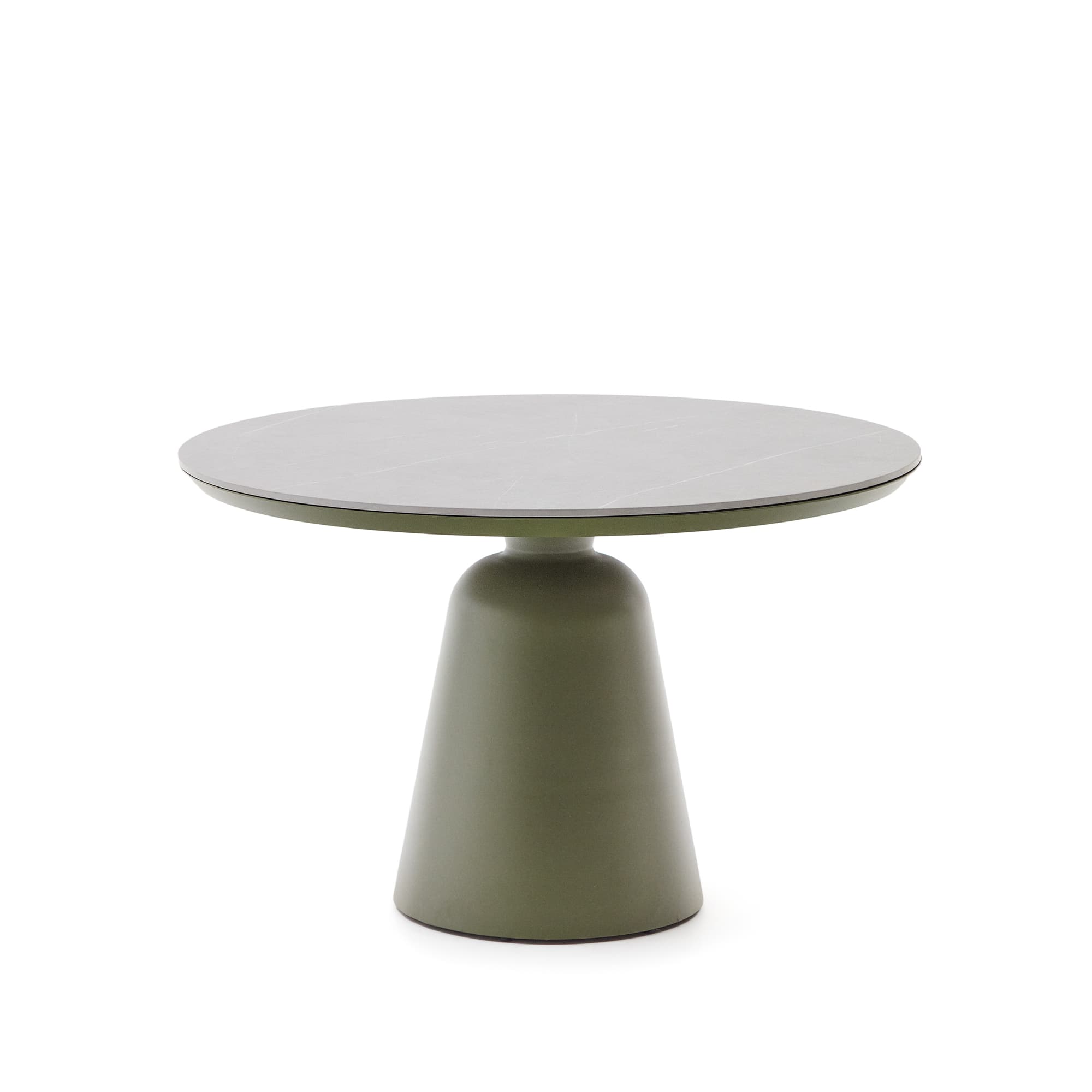 KAVE HOME Tudon utebord i aluminium med grön keramisk bordsskiva, Ø: 120 cm