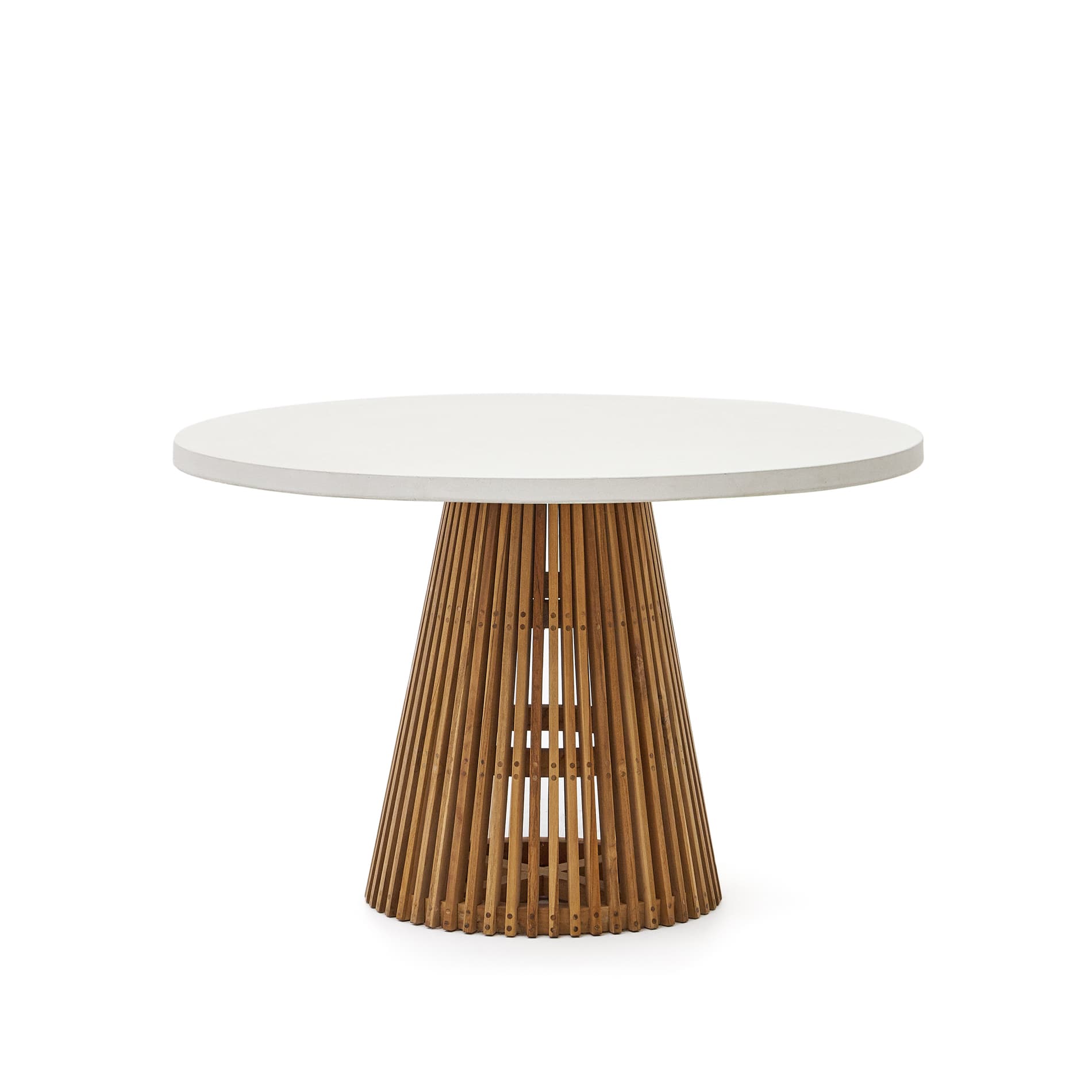 KAVE HOME Alcaufar runt utebord i massiv teak och vit cement Ø: 120 cm