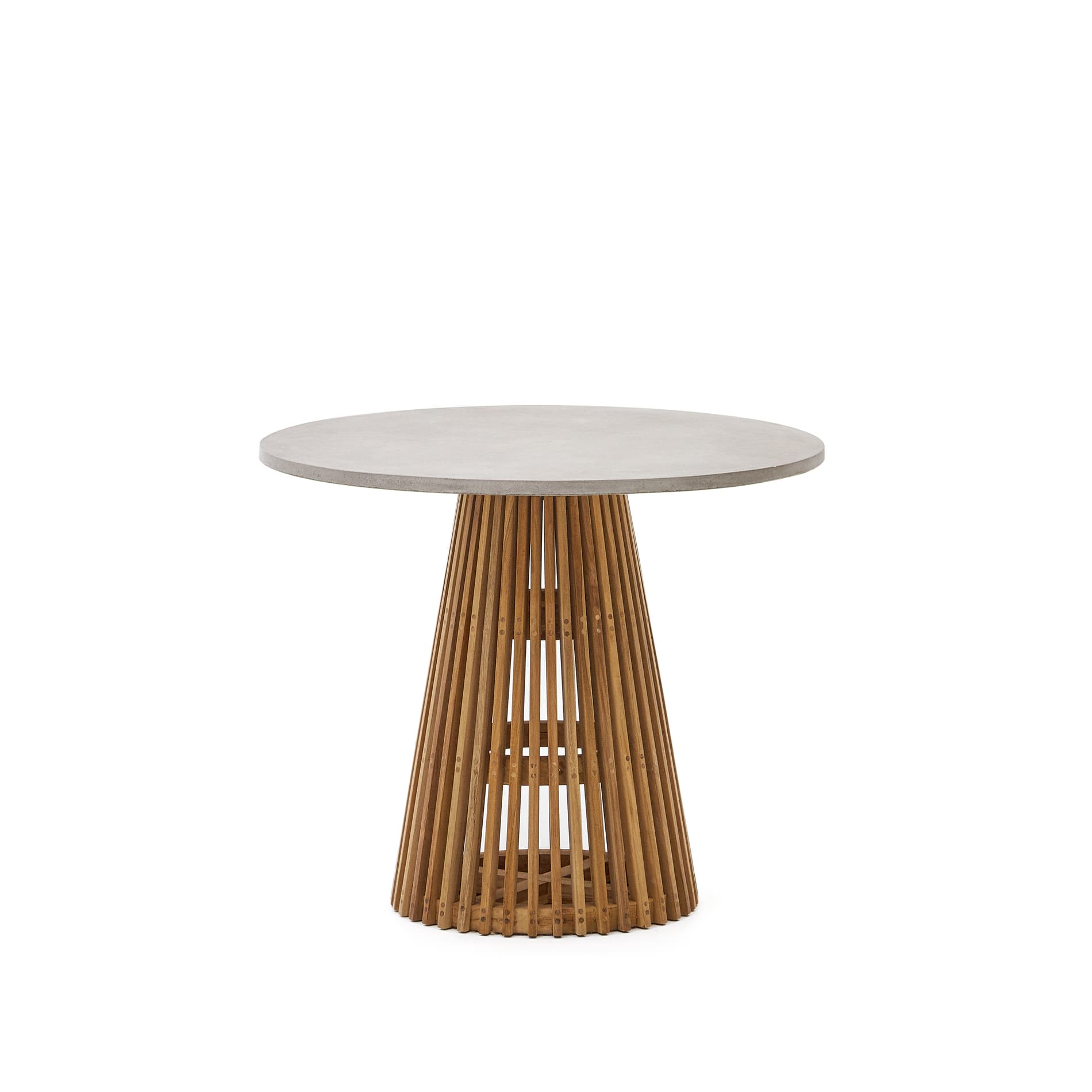 KAVE HOME Alcaufar runt utebord i massiv teak och grå cement Ø: 90 cm