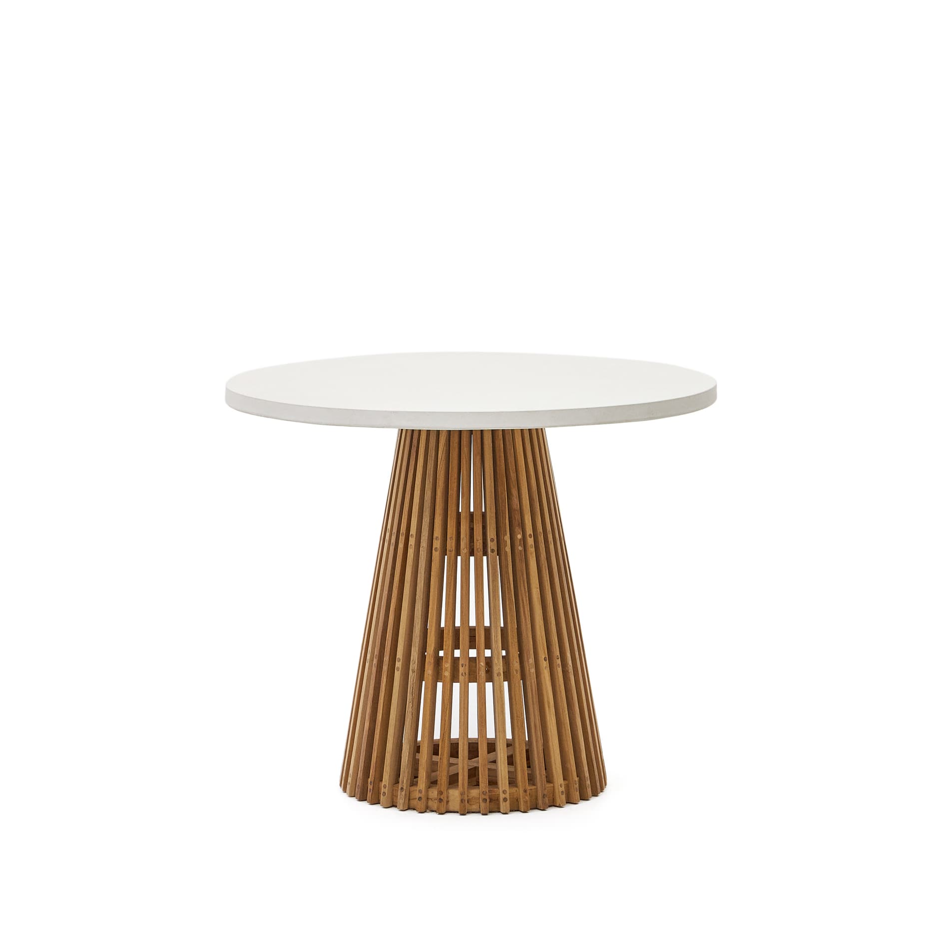KAVE HOME Alcaufar runt utebord i massiv teak och vit cement Ø: 90 cm