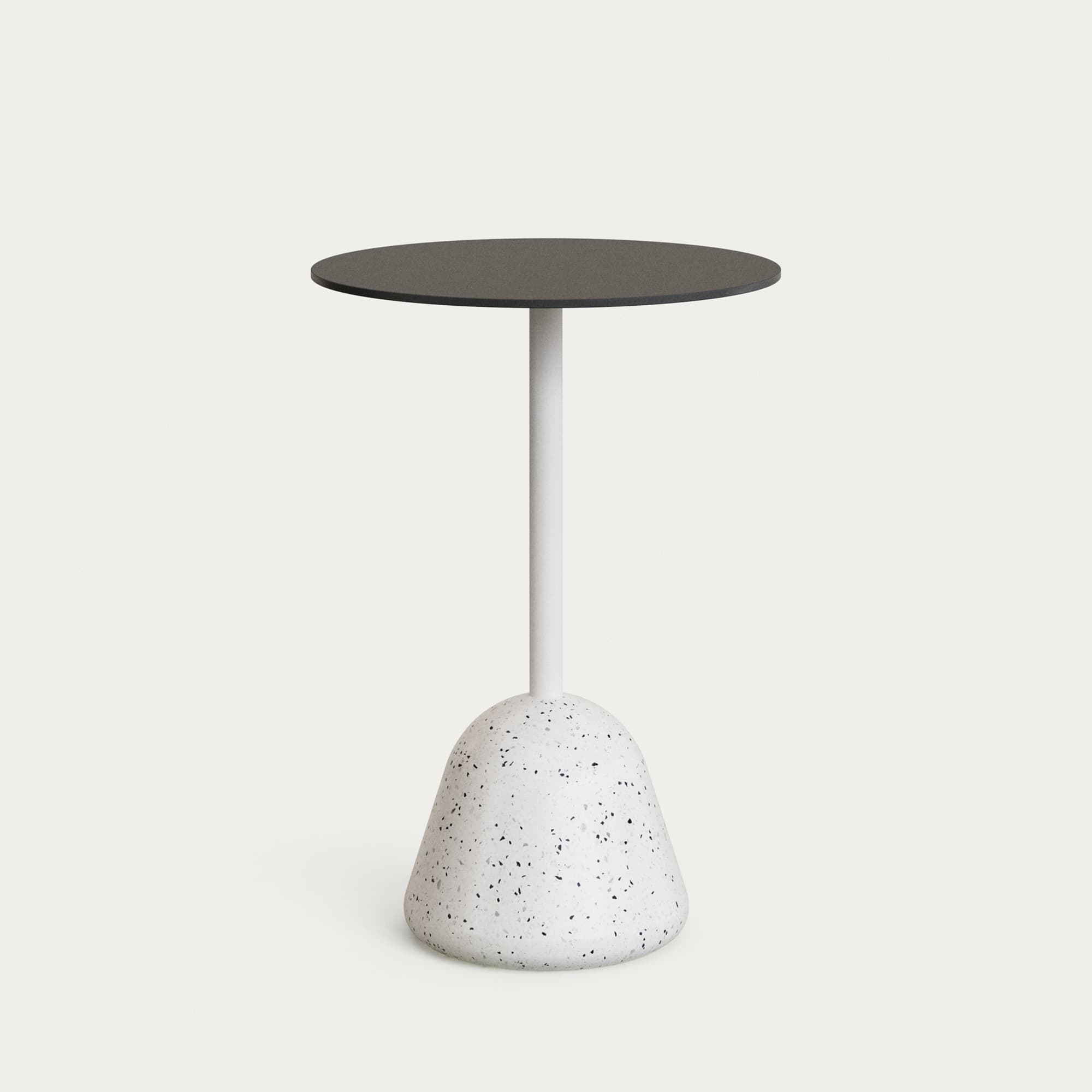 KAVE HOME Tiaret högt barbord med vit terrazzobas och svart skiva 68 x 97 cm