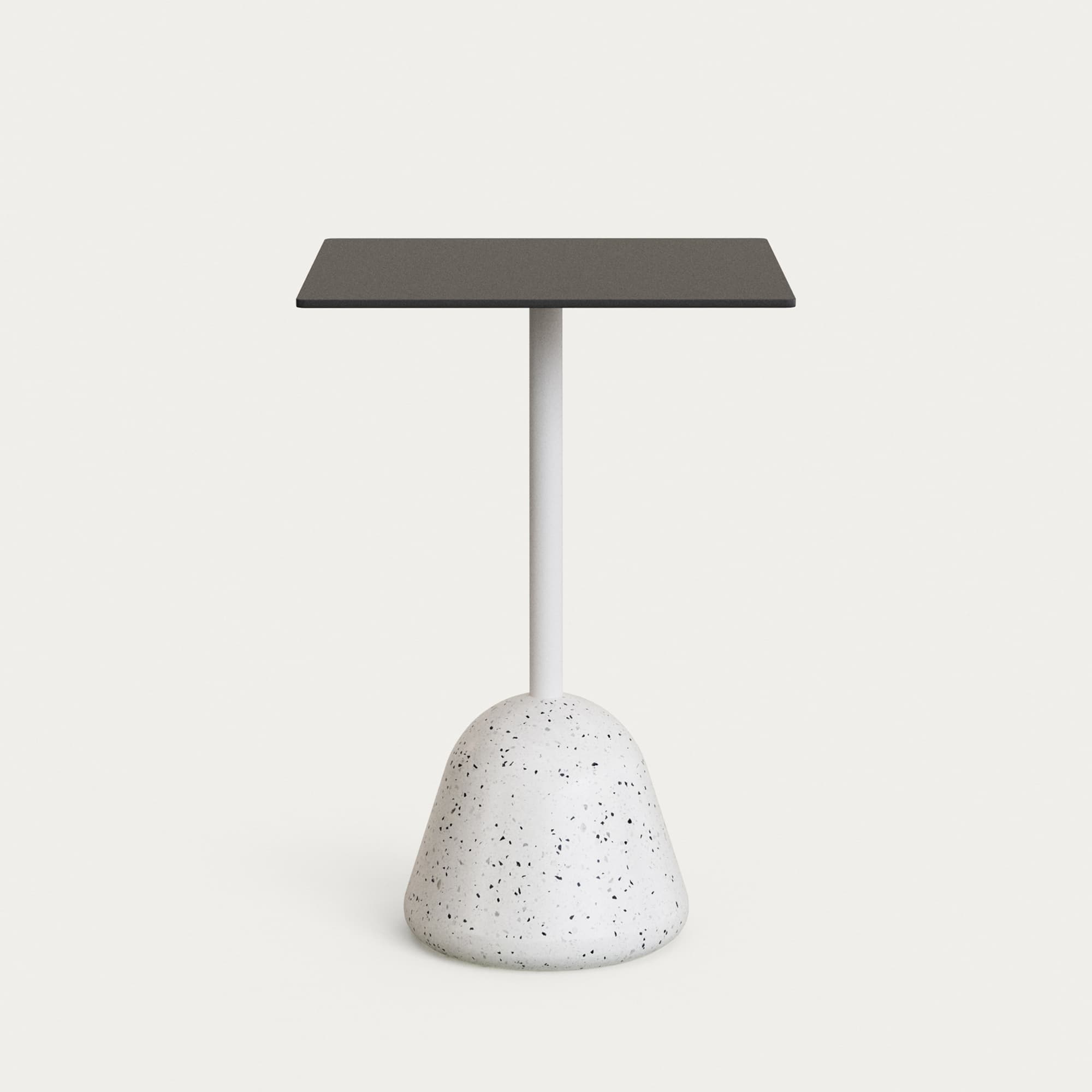 KAVE HOME Tiaret högt barbord med vit terrazzobas och svart skiva 68x68 x 97 cm