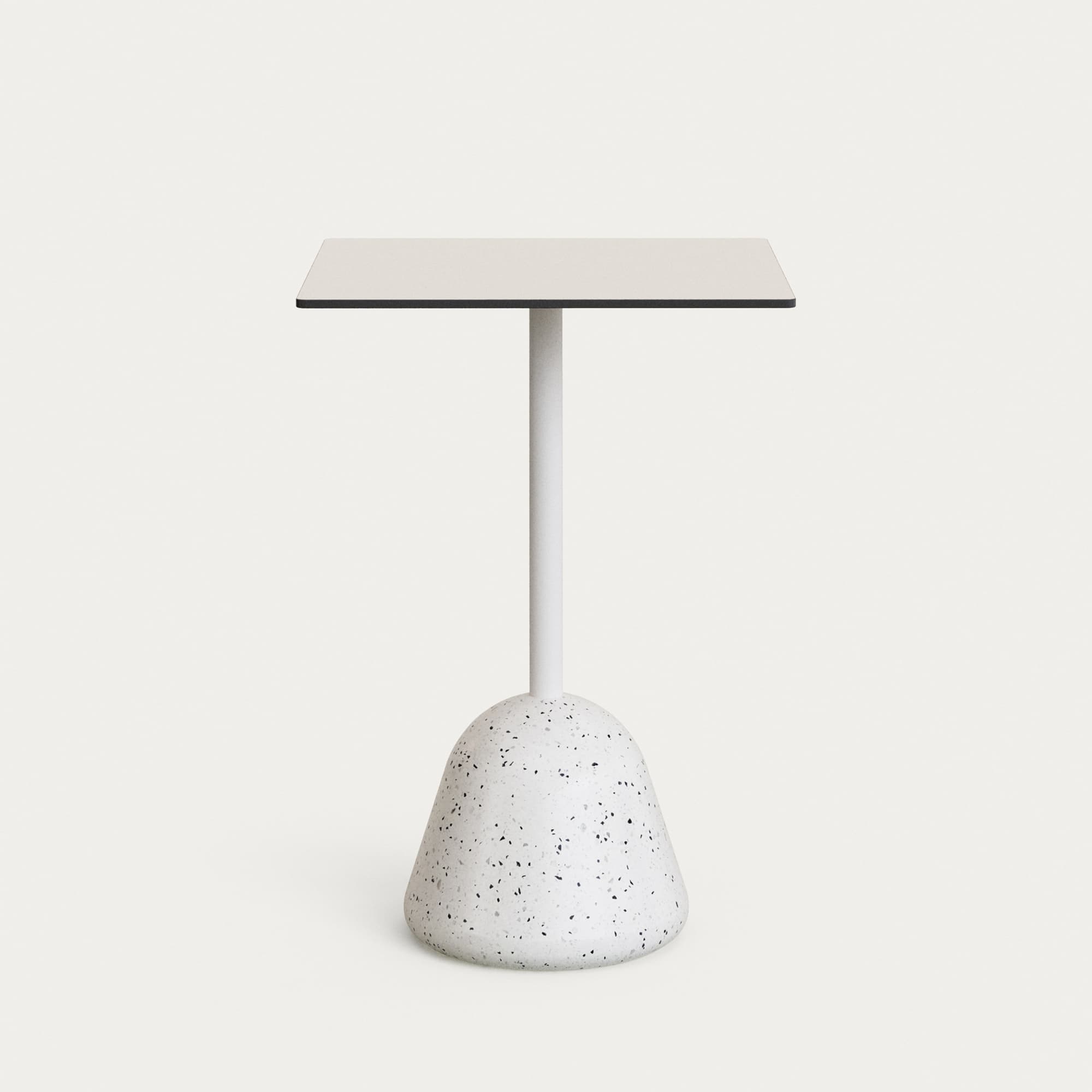 KAVE HOME Tiaret högt barbord med vit terrazzobas och vit skiva 68x68 x 97 cm