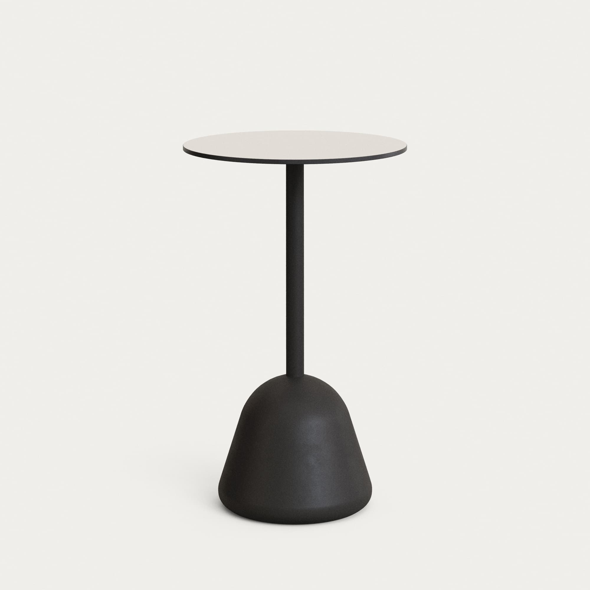 KAVE HOME Tiaret högt barbord med vit skiva och svart cementbas Ø68 x 97 cm