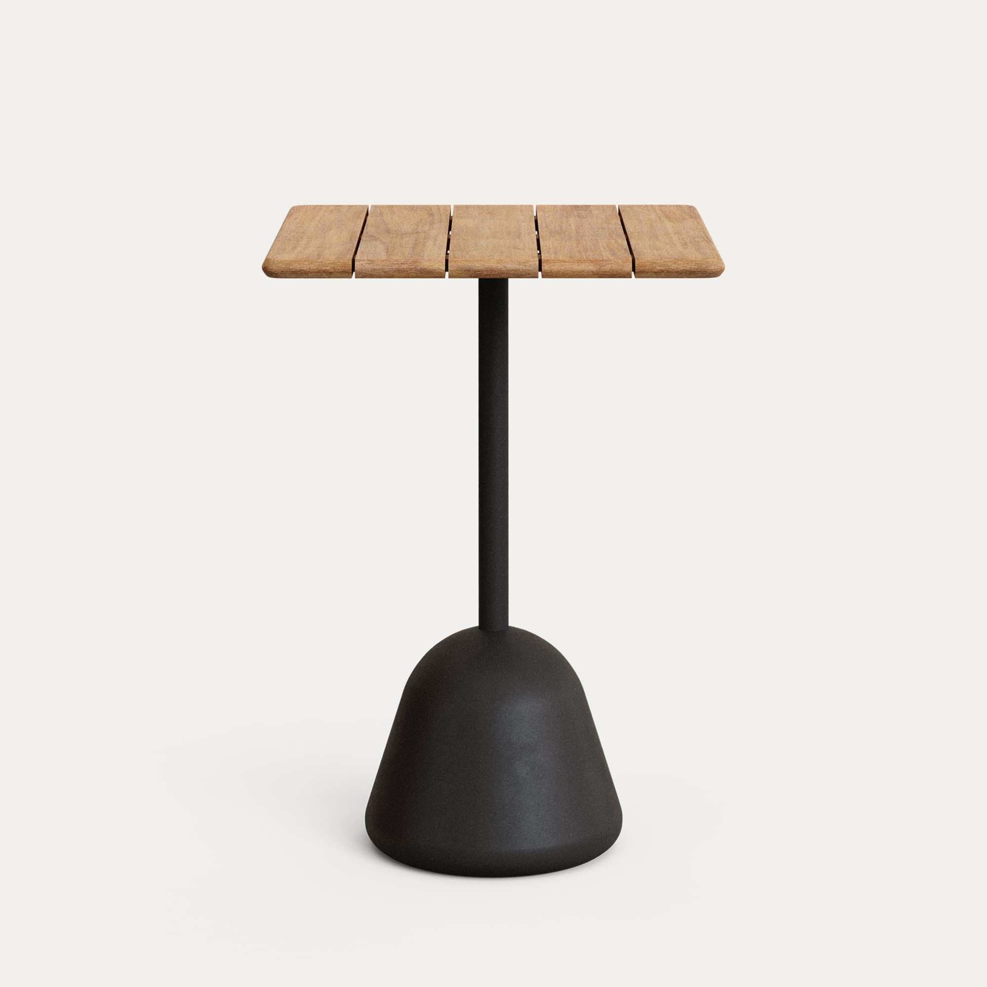 KAVE HOME Saura högt barbord med akaciaskiva i naturfärg och svart cementbas 70x70x99 cm