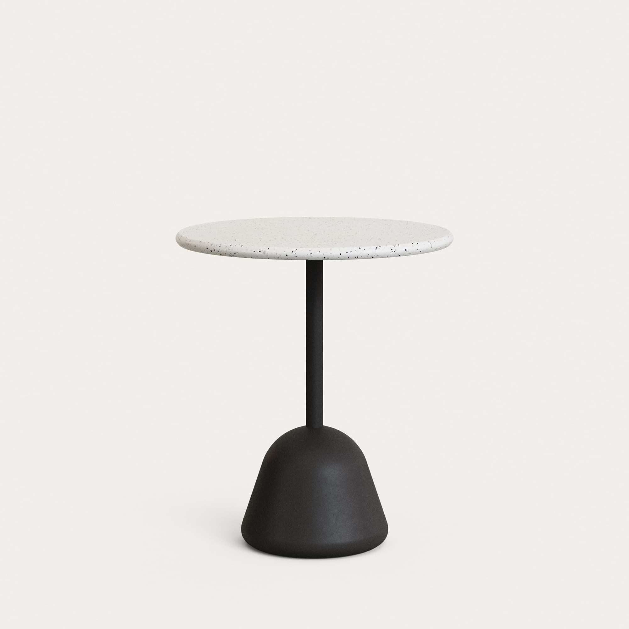 KAVE HOME Saura bord med vit terrazzo-skiva och svart cementbas 70x75 cm