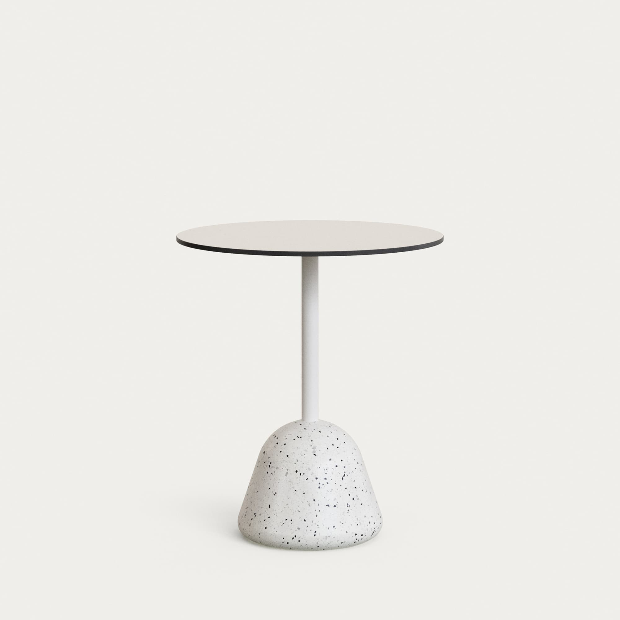 KAVE HOME Tiaretbord med vit skiva och vit terrazzobas 68x73 cm