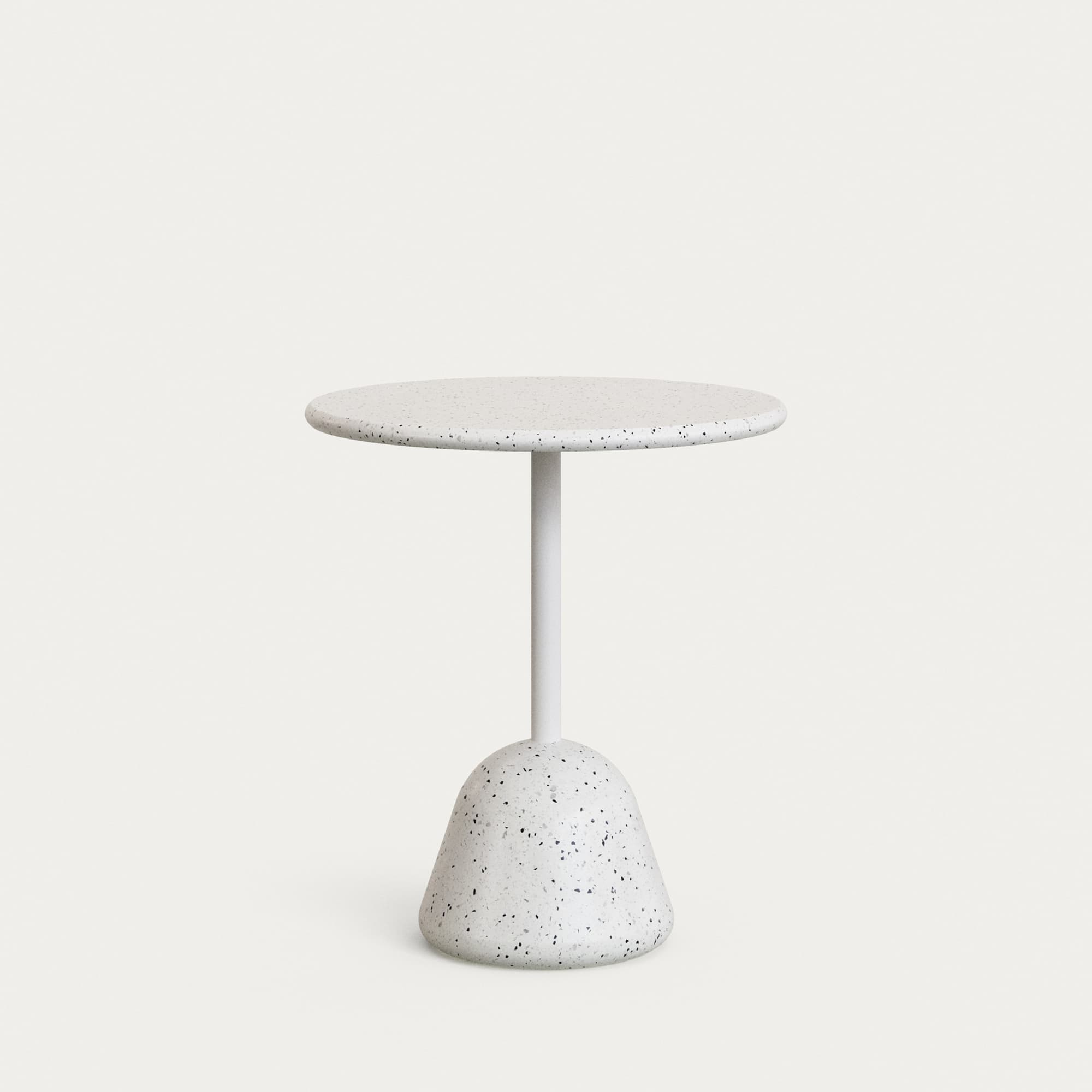 KAVE HOME Saura bord i vit terrazzo med vit terrazzotopp, 75 x Ø70