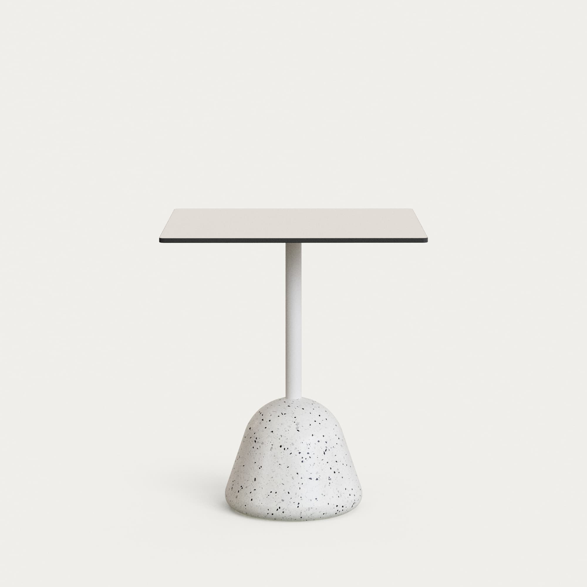 KAVE HOME Tiaretbord med vit skiva och vit terrazzobas 68x68x73 cm