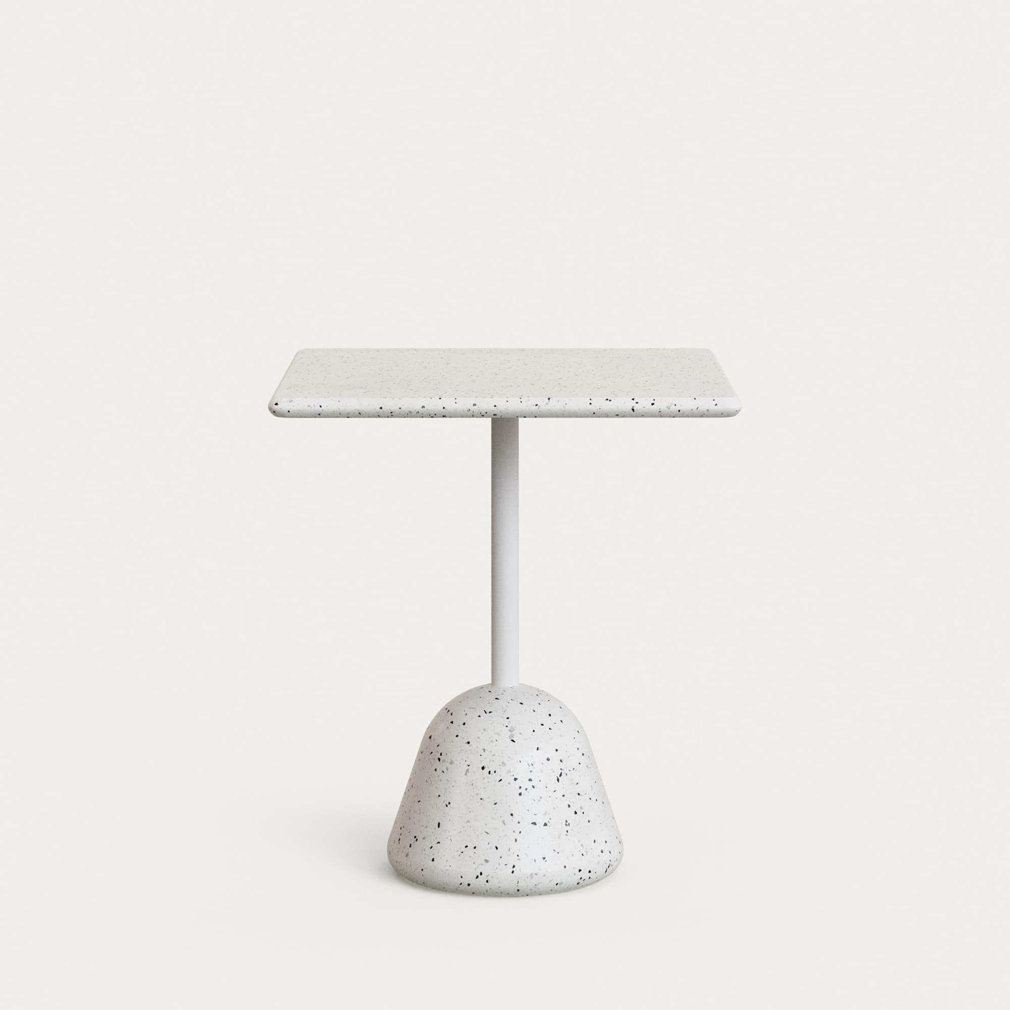 KAVE HOME Saura bord med vit terrazzoskiva och vit terrazzobas 70x70x75 cm