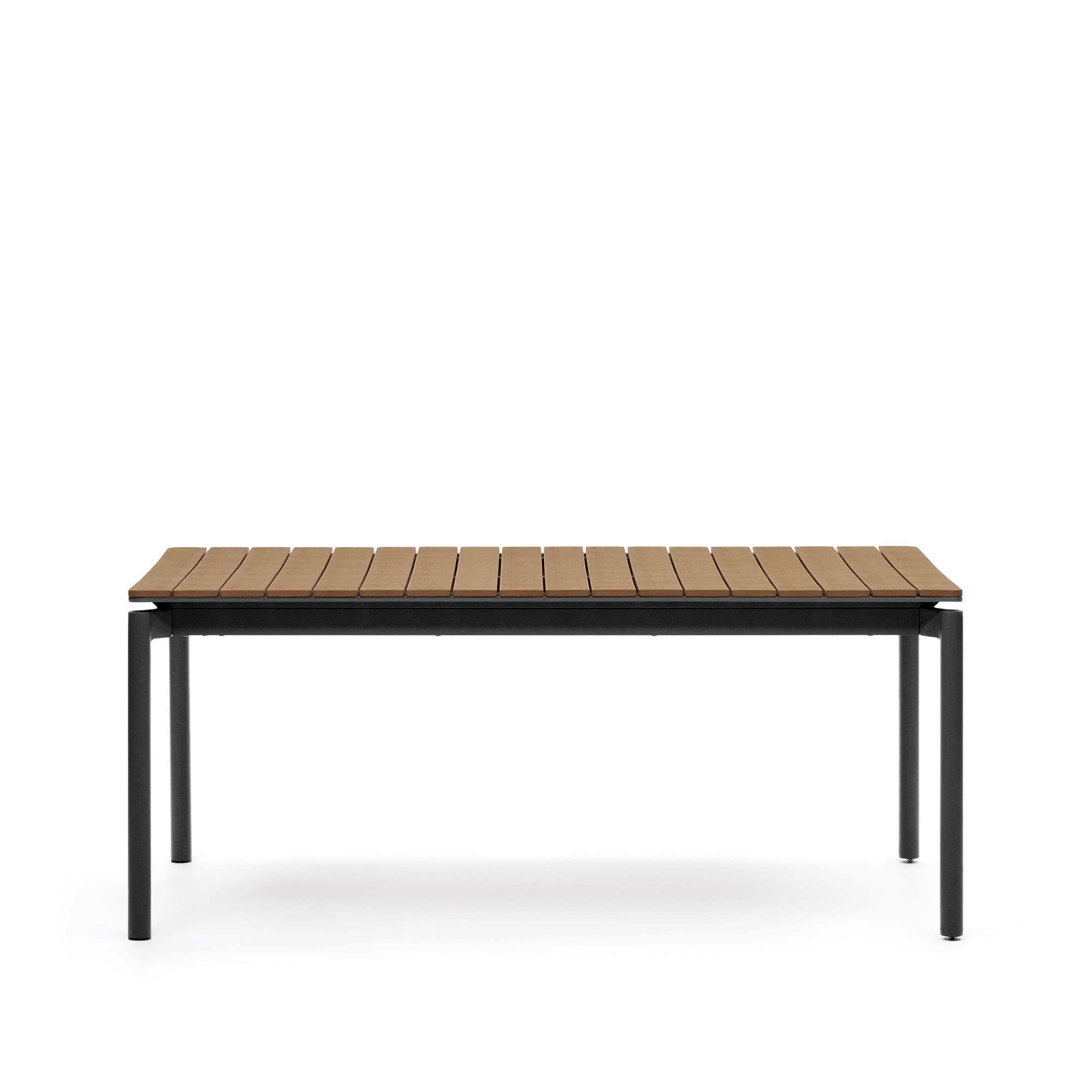 KAVE HOME Canyelle trädgårdsbord, med tilläggsplatta - brun polywood och matt svart aluminium (180(240)x100)