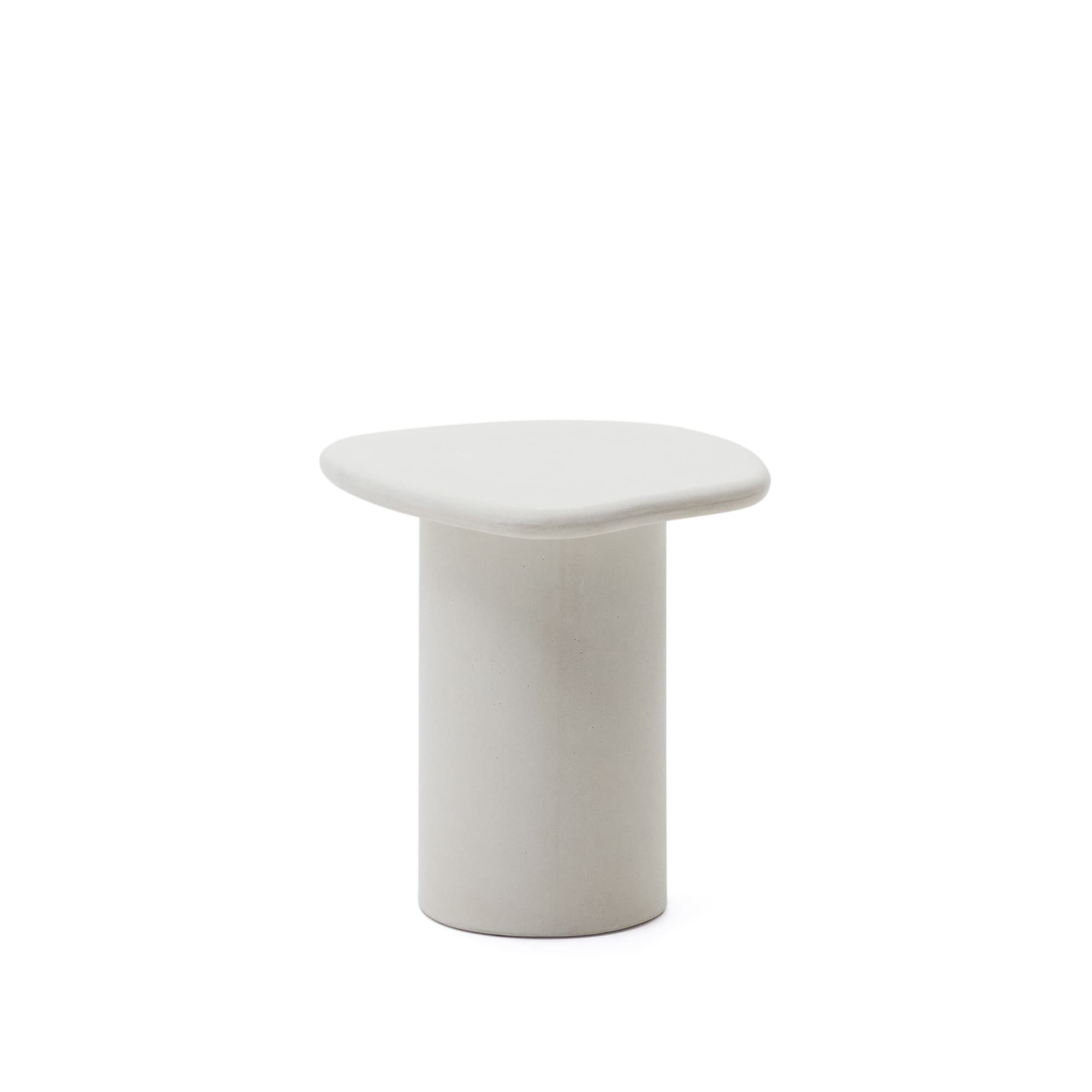KAVE HOME Macarella sidobord i vit cement, 48 x 47 cm