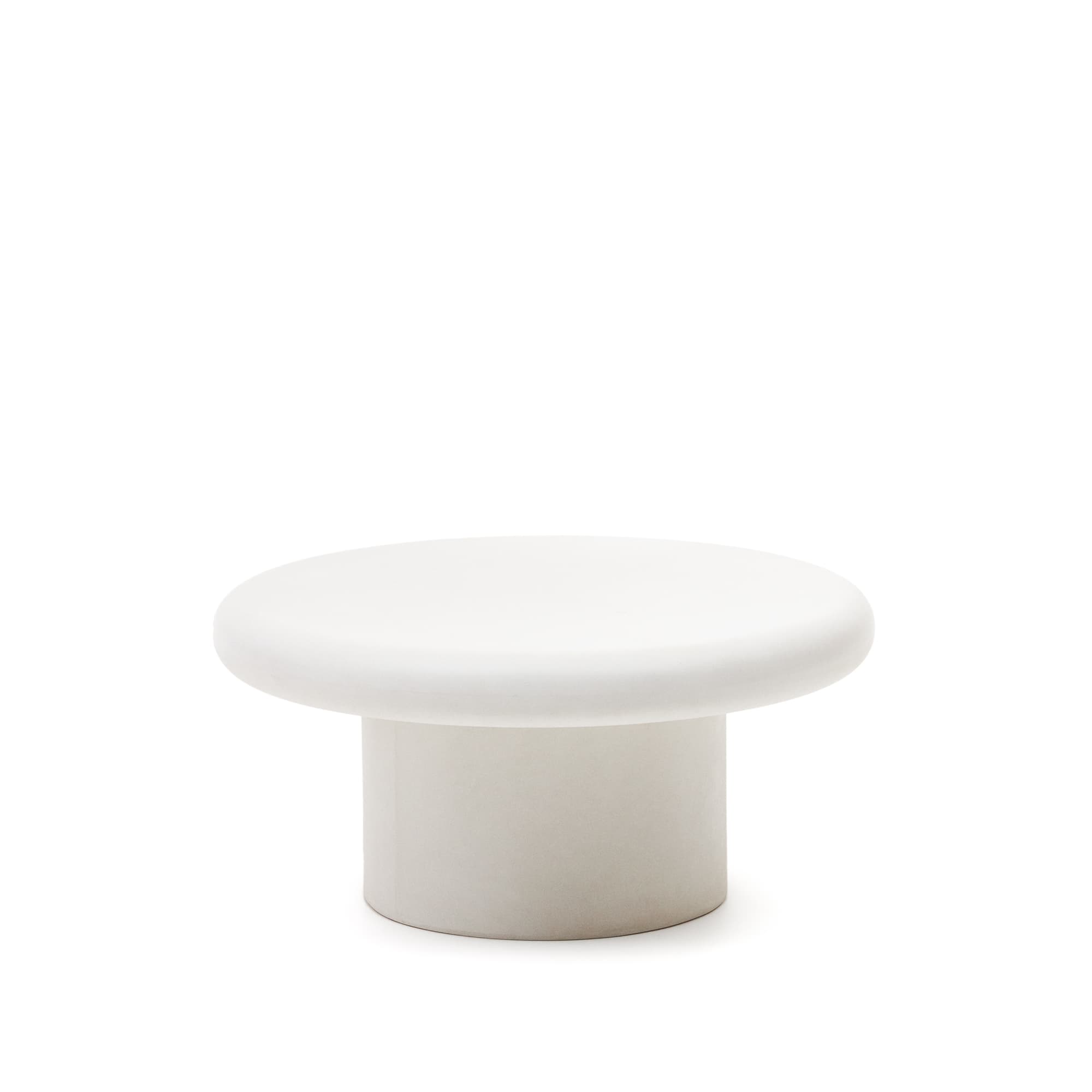 KAVE HOME Addaia Runt Soffbord i Vit Cement Ø: 90 cm