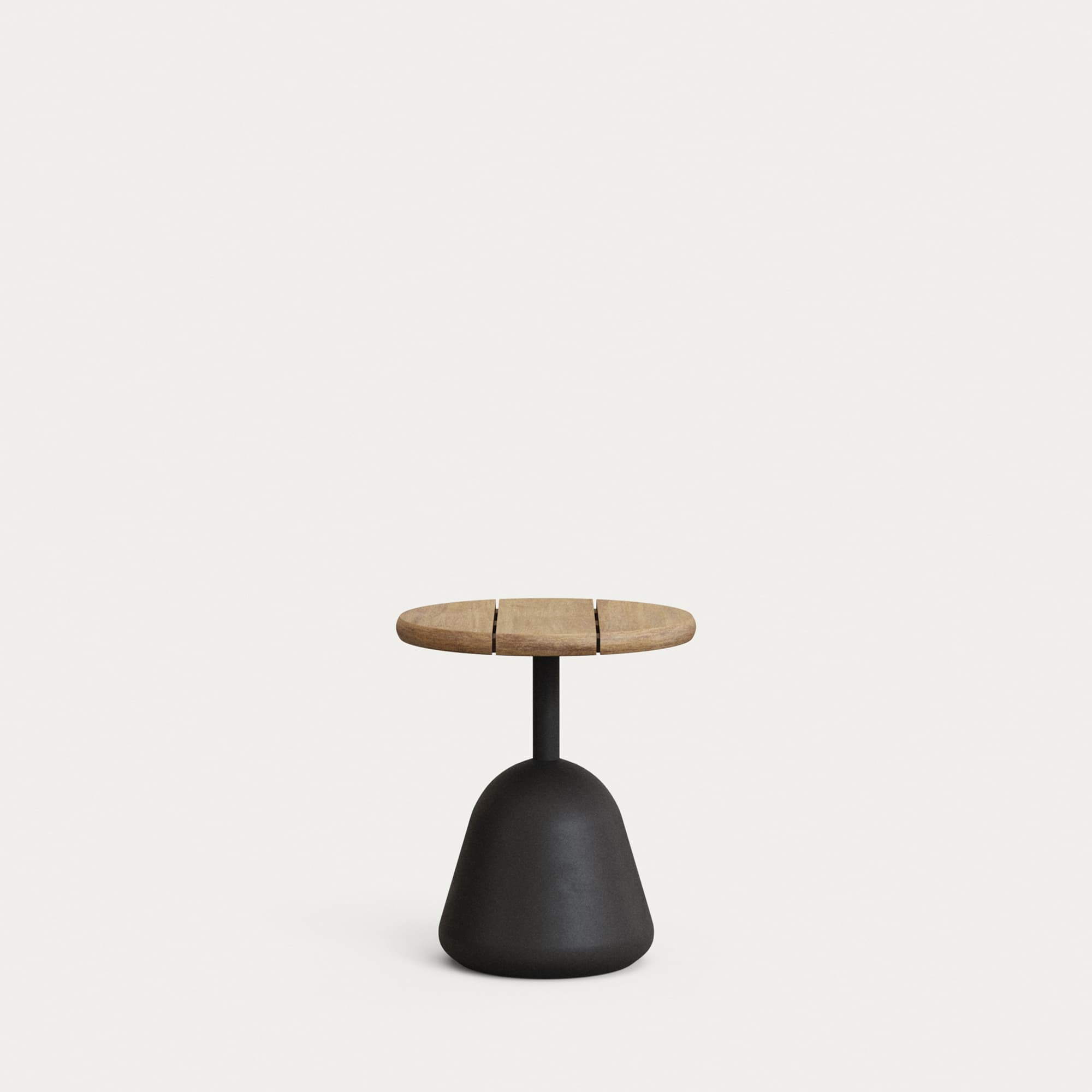 KAVE HOME Saura soffbord i svart metall med skiva i naturlig akacia, 45 x Ø43 cm FSC 100%