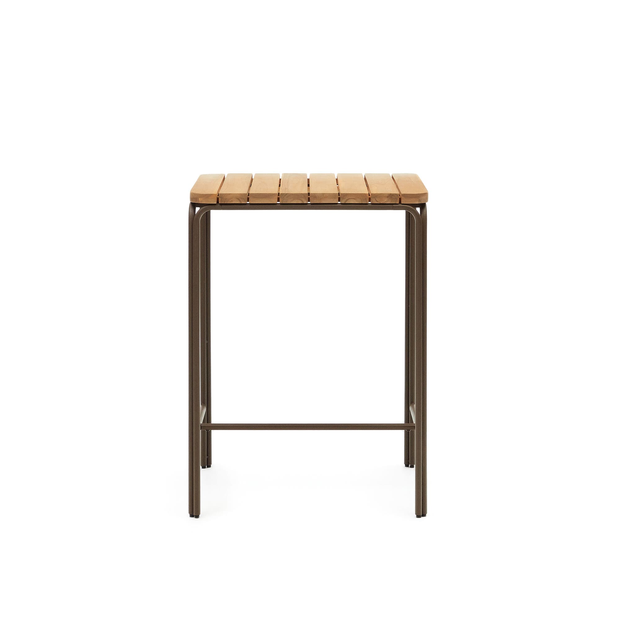 KAVE HOME Salguer barbord utomhus, fyrkantigt - naturligt akaciaträ och brunt stål (70x70)