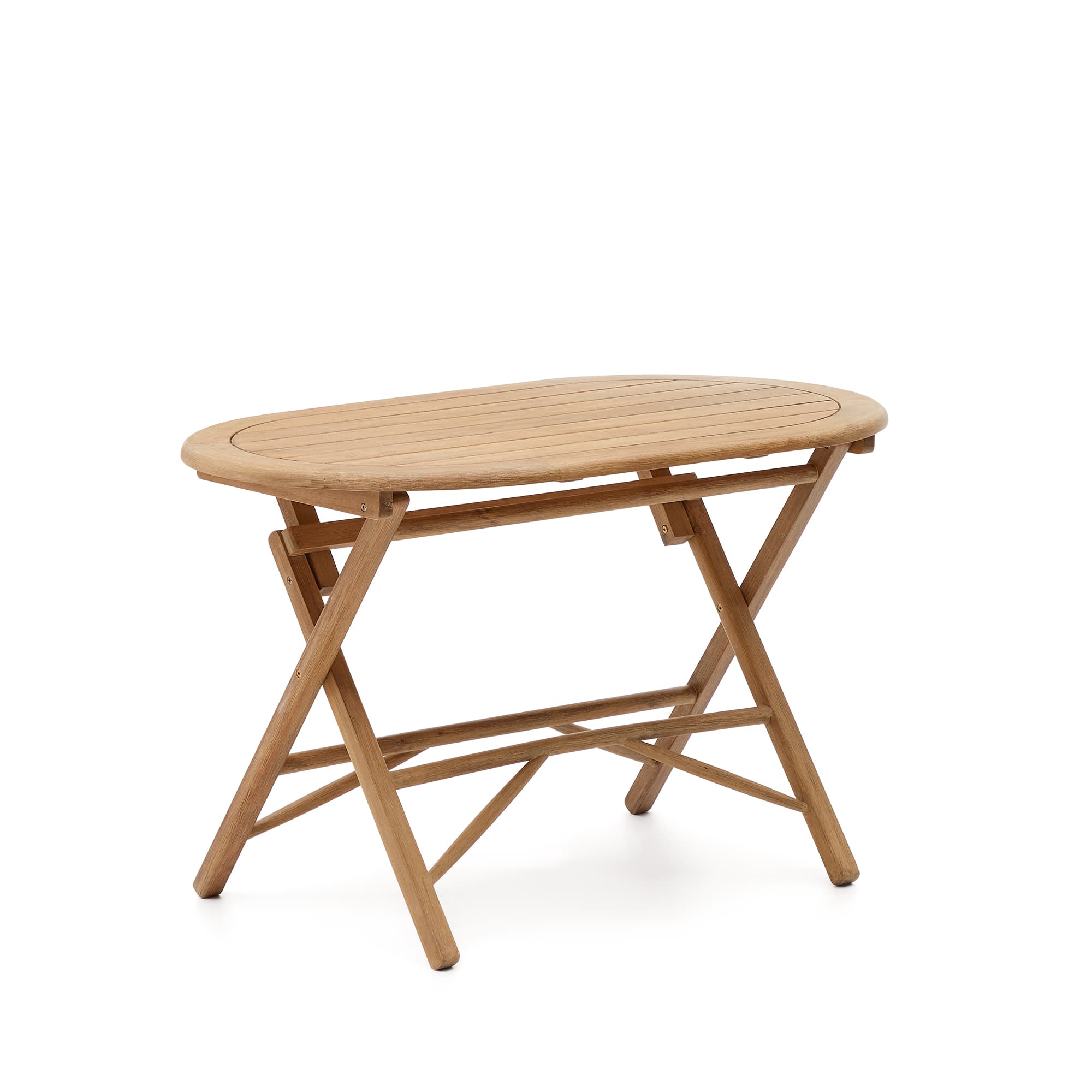 KAVE HOME Dandara fällbord i massivt akaciaträ, naturlig finish, Ø: 120 x 60 cm FSC 100 %.