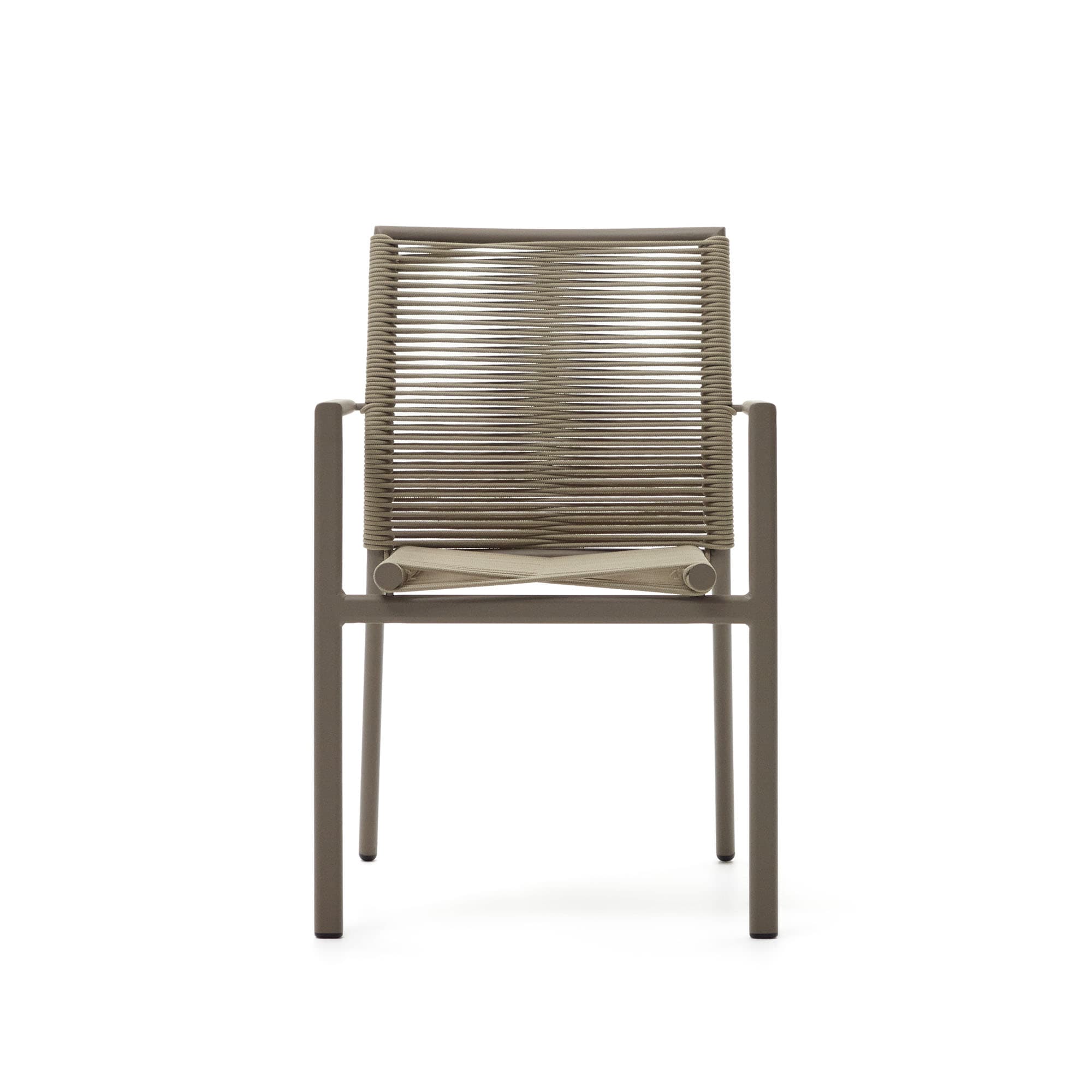 KAVE HOME Culip trädgårdsstol, med armstöd - beige rep och brunt aluminium