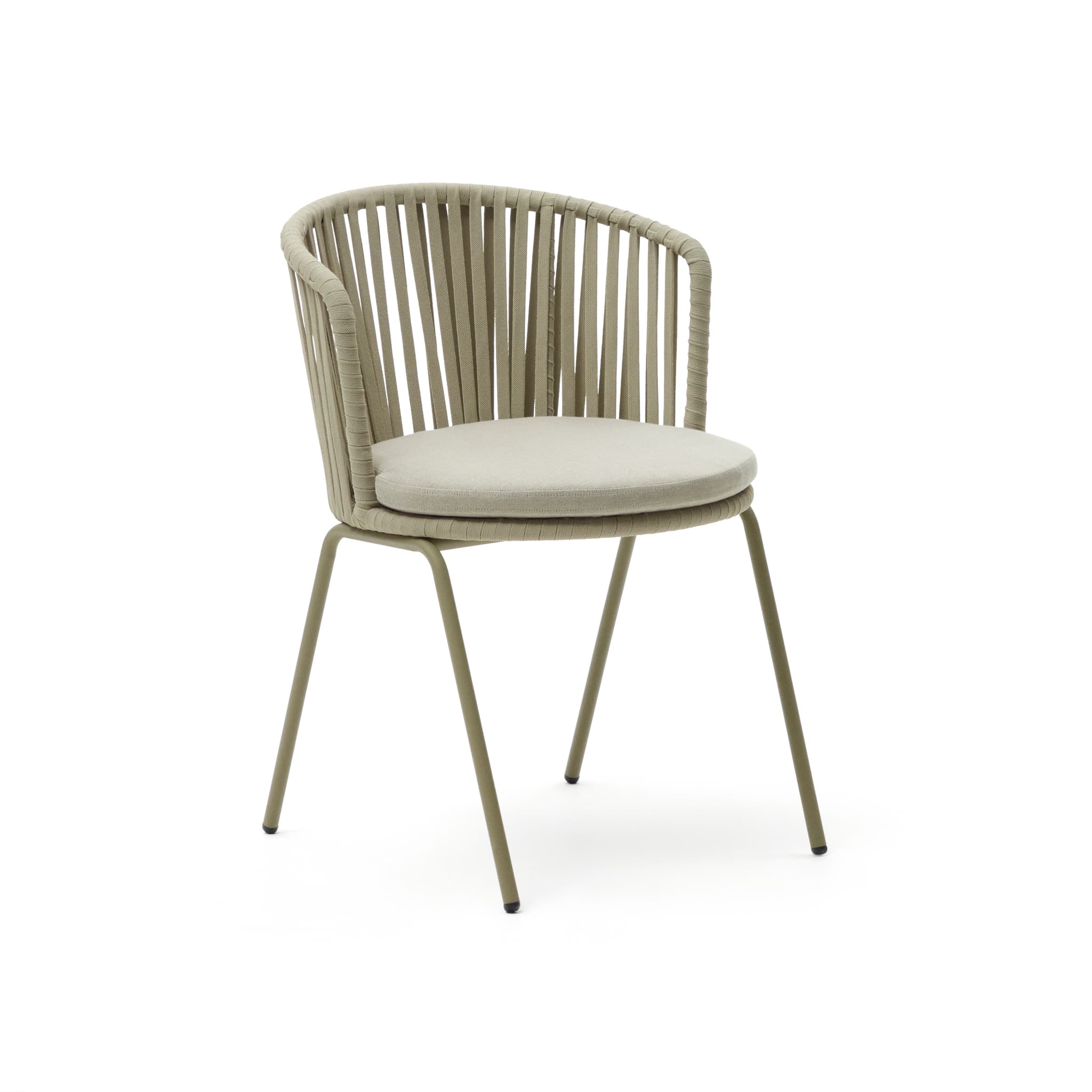 KAVE HOME Saconca trädgårdsstol, med dyna - beige rep och stål